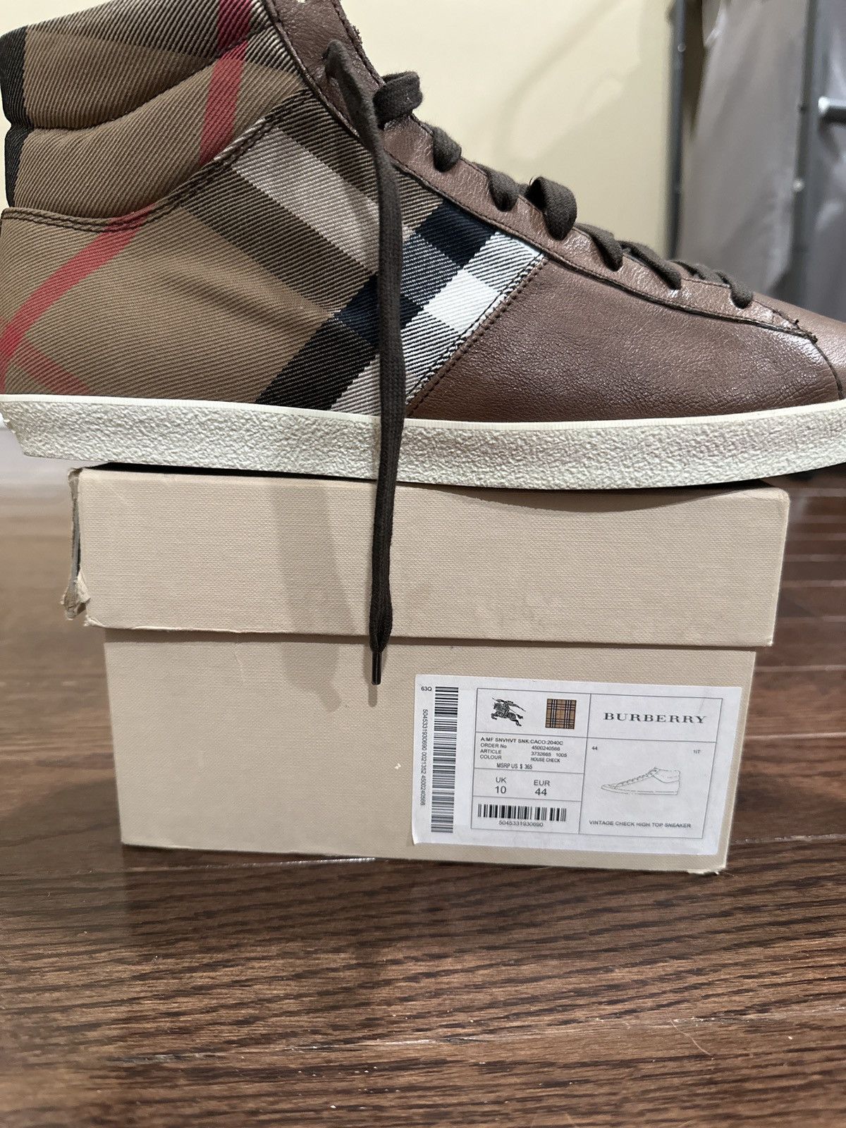 Burberry Burberry Vintage Check High Top Sneaker Size US 11 / EU 44 - 6 Thumbnail