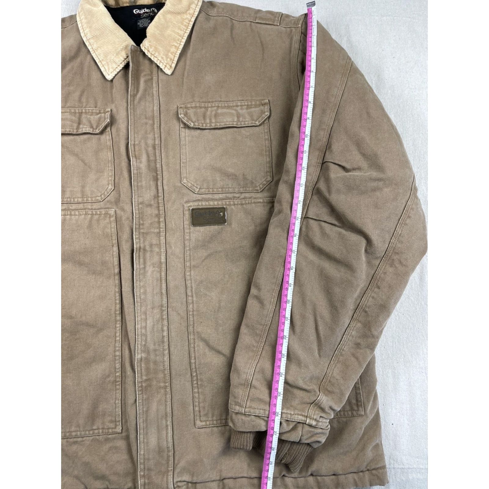Vintage VINTAGE Guide Series Jacket Coat Lined Quilted Cotton Blend Canvas Zip Heavy Pockets Brown LT Mens Big & Tall Overcoat Standard Zip Size US L / EU 52-54 / 3 - 7 Thumbnail