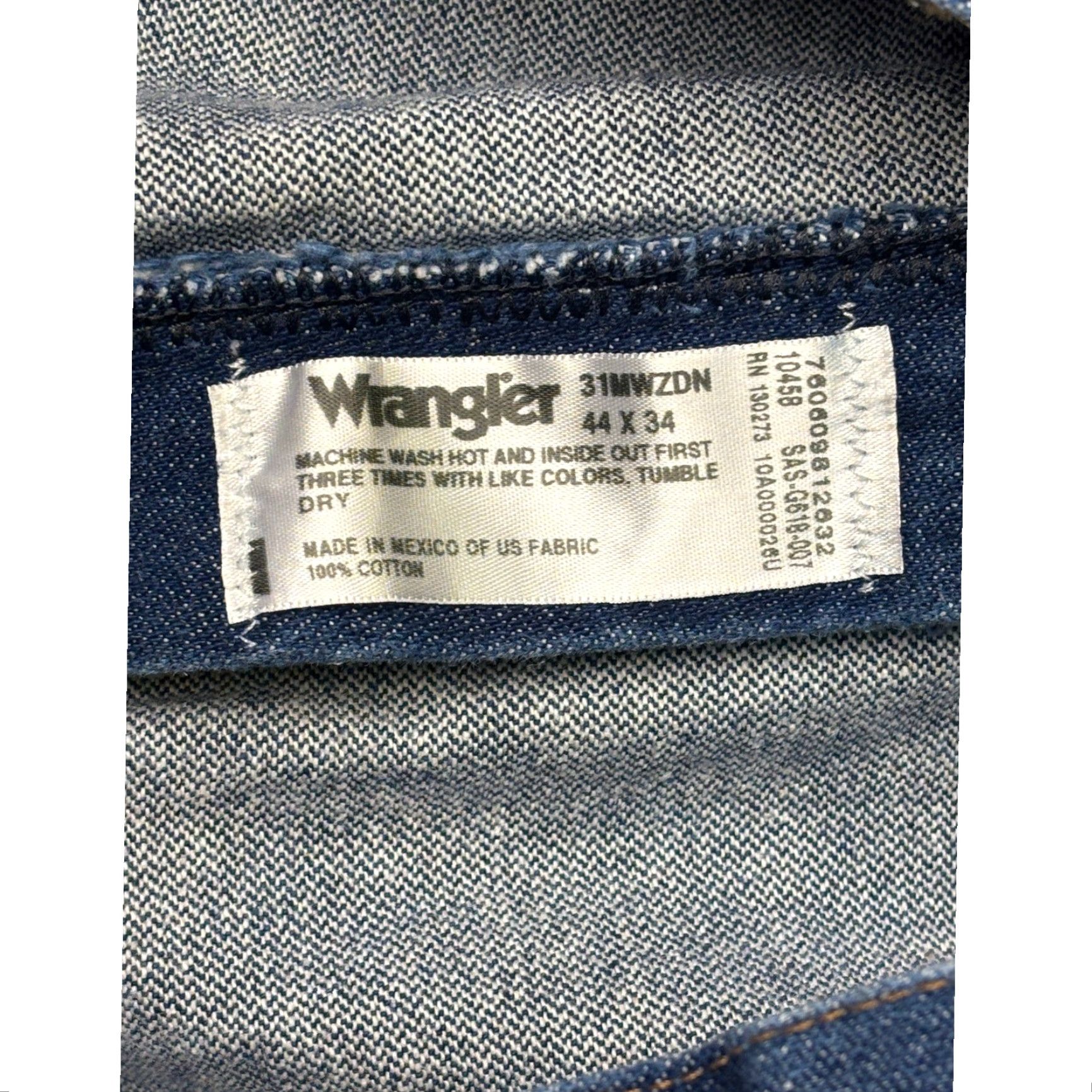 Wrangler Wrangler Jeans Men 44x34 Dark Wash Relaxed Fit Cotton Denim 5-Pocket Logo Zipper Button Straight Mid Rise 44 in Inseam 34 in Size US 44 / EU 60 - 6 Thumbnail