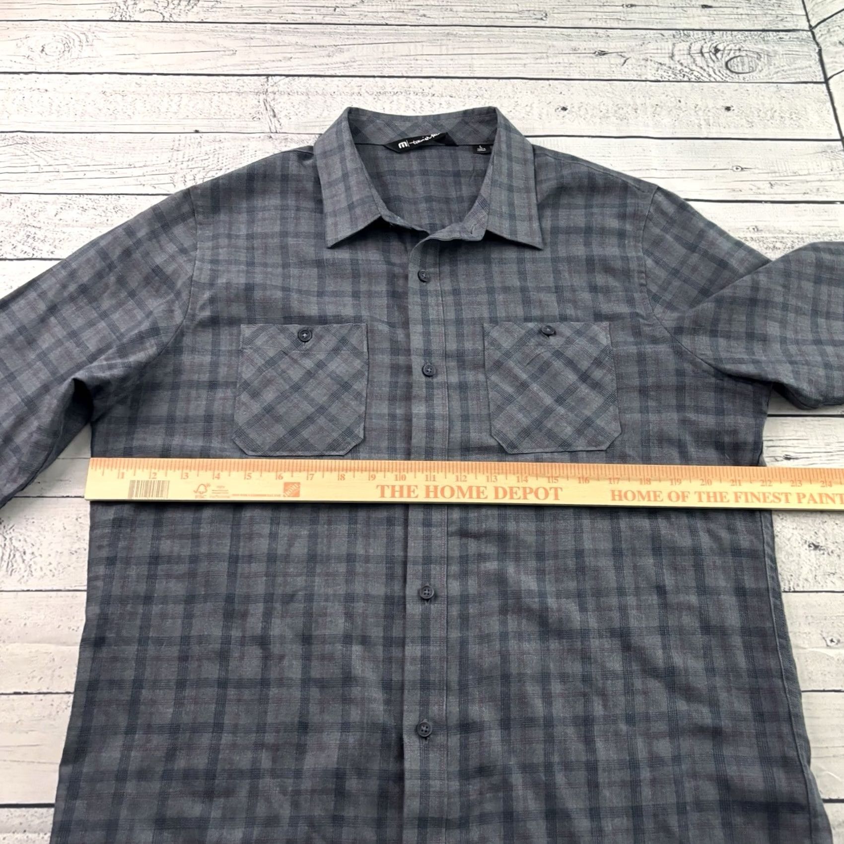 TravisMathew Travis Mathew Long Sleeve Plaid Button-Up Shirt Men's L Blue Gray Size US L / EU 52-54 / 3 - 4 Thumbnail