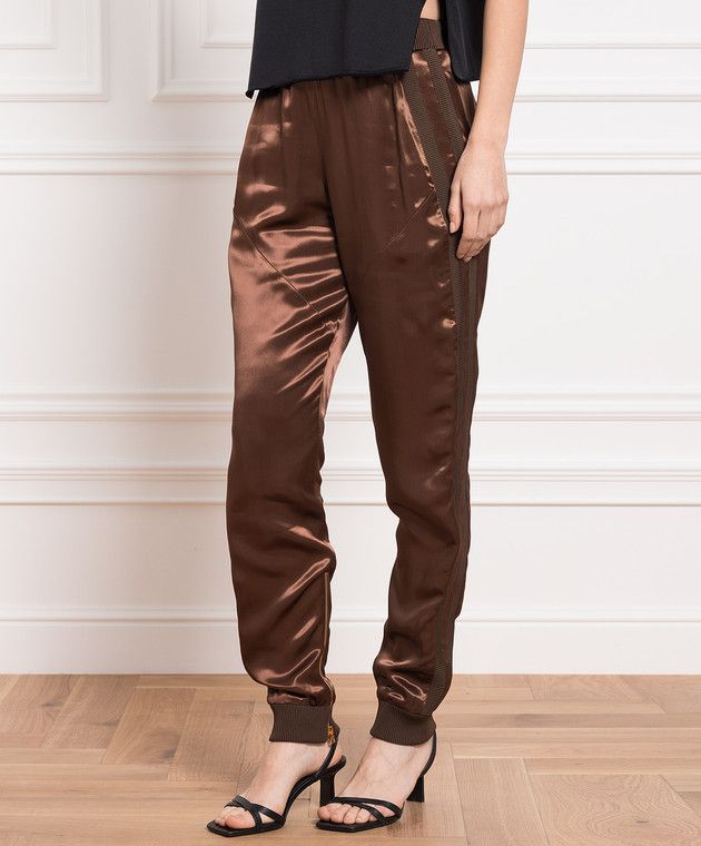 Tom Ford o1w1db10225 PAW442 Satin Joggers in Brown Size 30" / US 8 / IT 44 - 3 Thumbnail