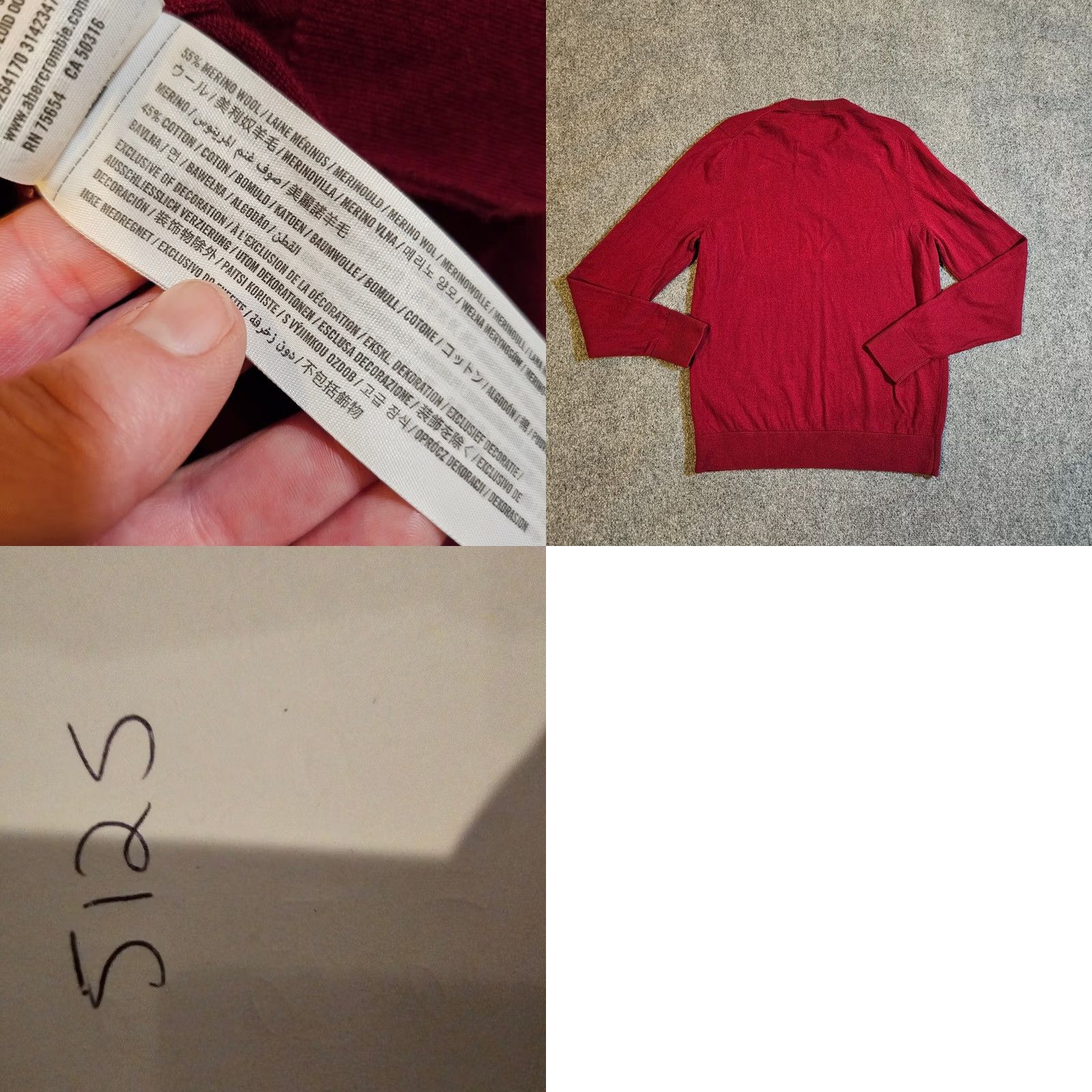 Abercrombie & Fitch Abercrombie & Fitch Sweater Mens XL Red Merino Wool V Neck Long Sleeve Casual Size US XL / EU 56 / 4 - 8 Thumbnail