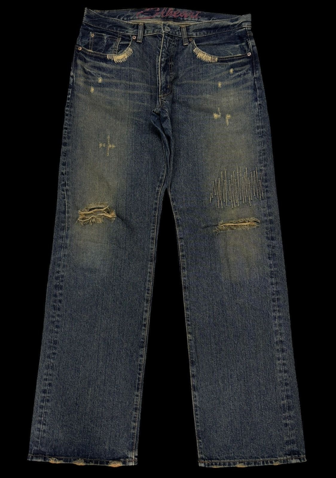 Tornado Mart GL HEART RUSTY BAGGY DISTRESSED DENIM JEANS Size US 35 - 7 Thumbnail