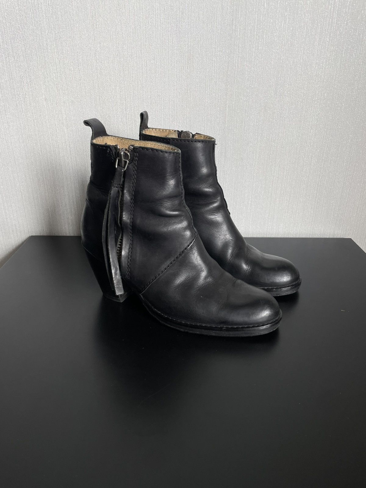 Acne Studios × If Six Was Nine Acne Studios Leather Ankle Boots Minimalist Heeled Side Zip Size US 7 / IT 37 - 3 Thumbnail