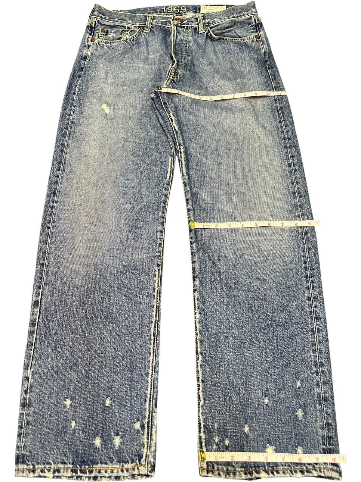 Gap Vintage Gap Blue Wash Distress Loose Selvedge Jeans Size US 32 / EU 48 - 8 Thumbnail