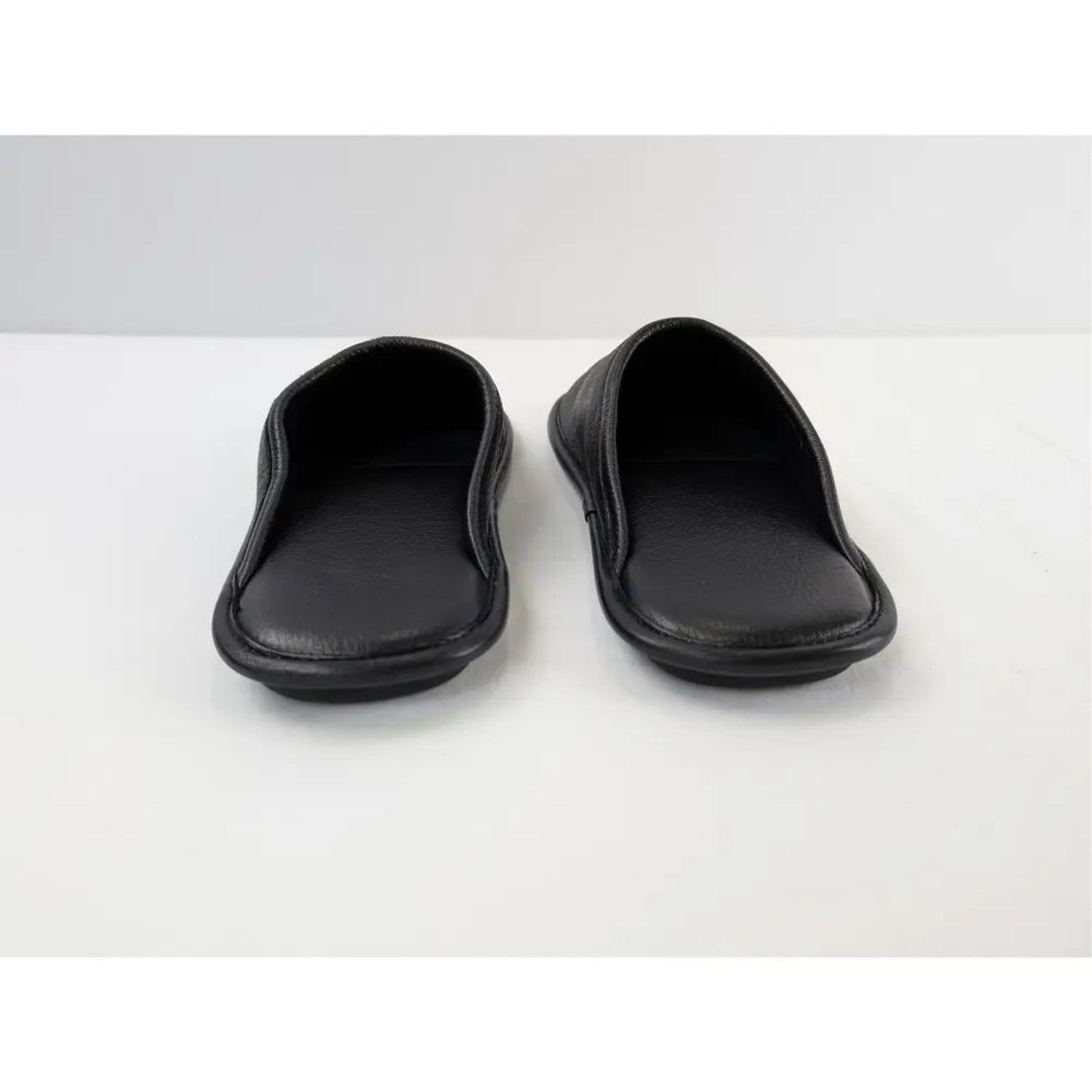 Balenciaga o1rshd1 Logo Grained Leather / Control Home Mule Flat Black Size US 8 / EU 41 - 10 Thumbnail