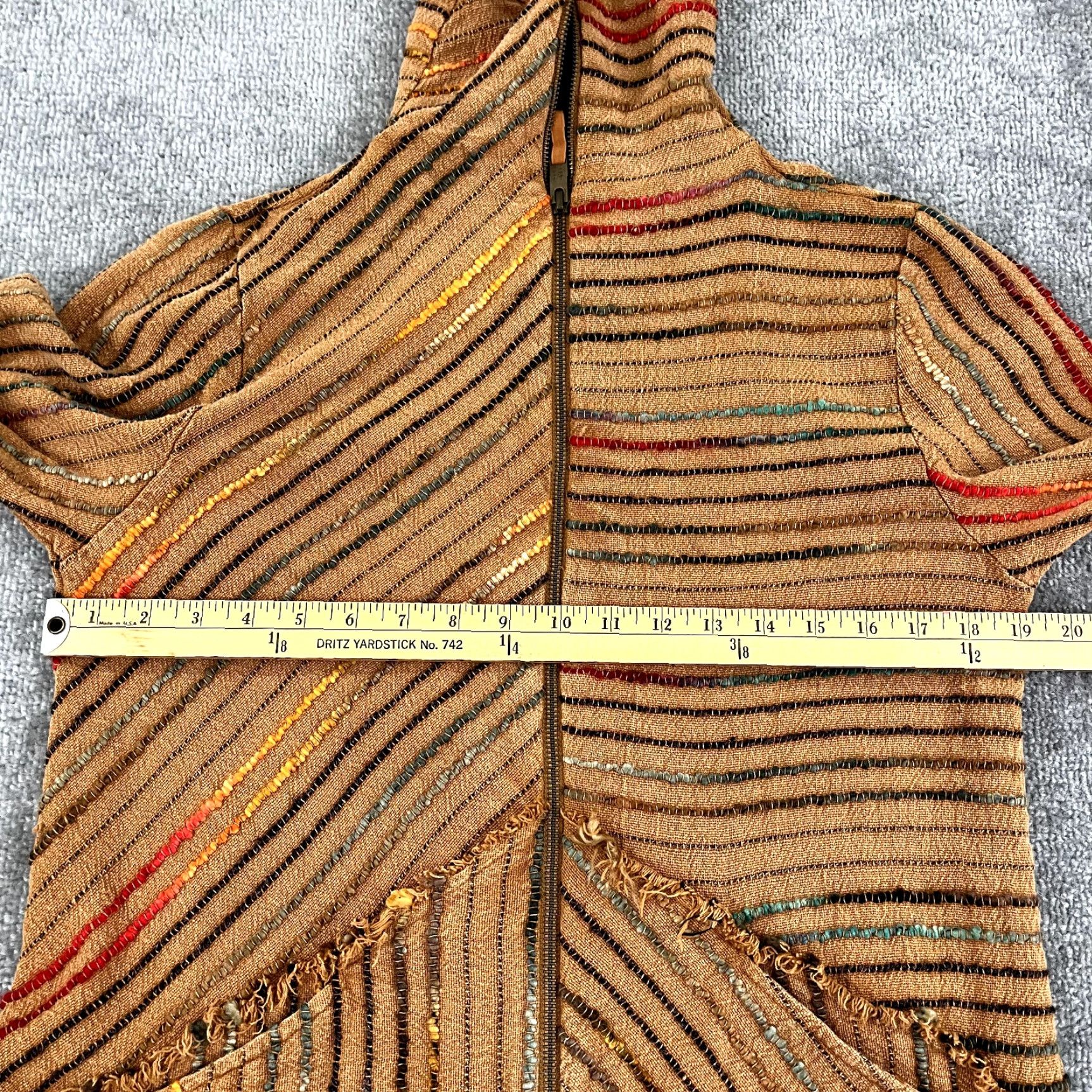 Soft Surroundings SOFT SURROUDINGS BOHO JACKET Women S Kinsale Boucle Frayed Zip Cotton Blend Brown Long Sleeve Regular Breathable Full Zip Pockets Vintage No Size S / US 4 / IT 40 - 5 Thumbnail