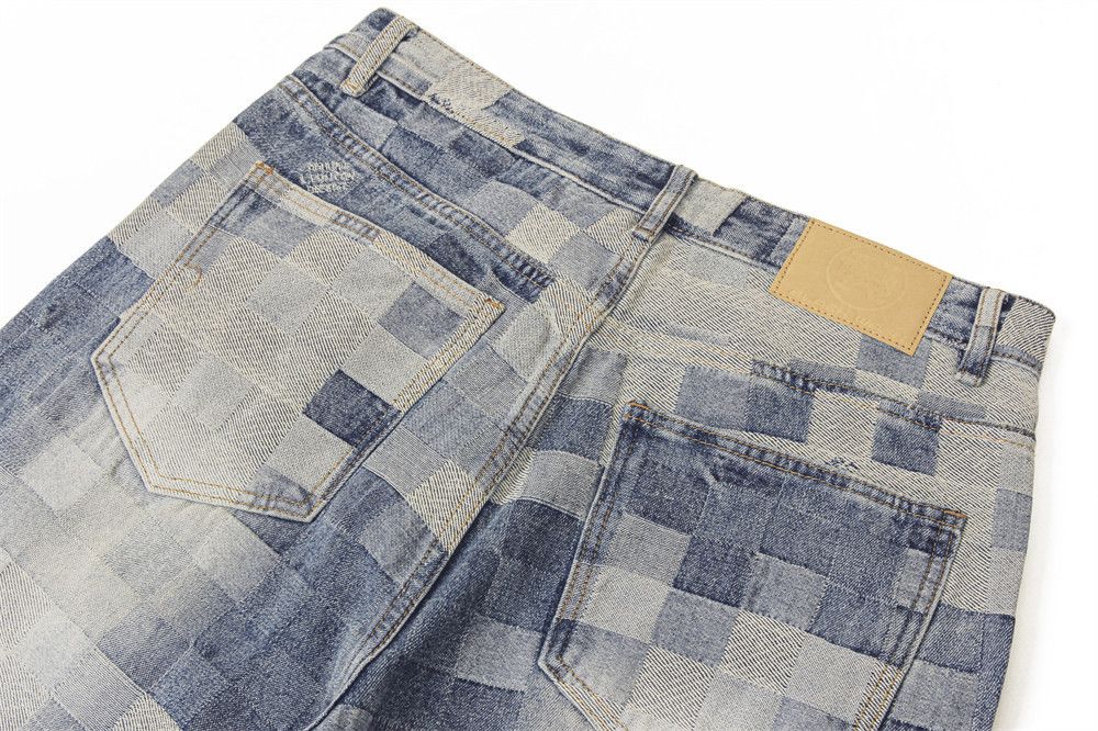 Japanese Brand American men's street loose distressed mosaic jeans y2k Size US 32 / EU 48 - 5 Thumbnail