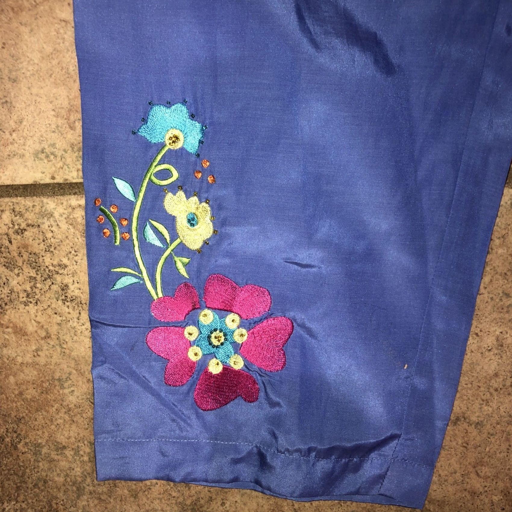 Vintage Diane Gilman pants womens L blue silk Size 36" / US 14 / IT 50 - 2 Thumbnail