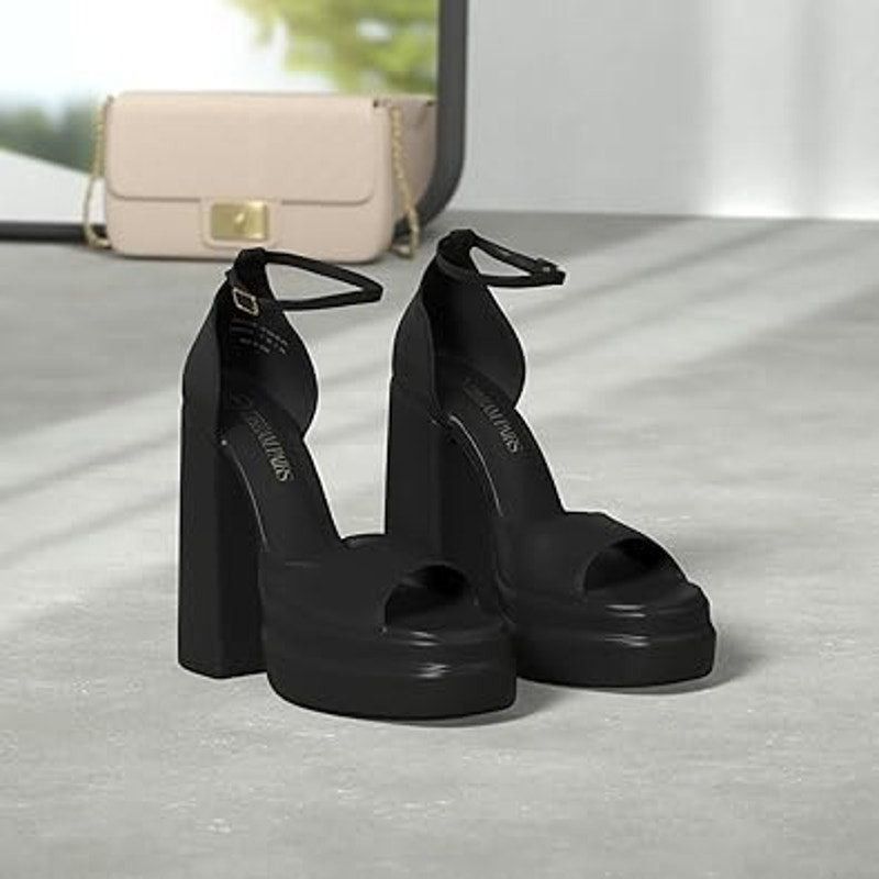 Other Dream Pairs Womens Black 5" Block Platform Heel Size 11 Size US 11 / IT 41 - 2 Thumbnail