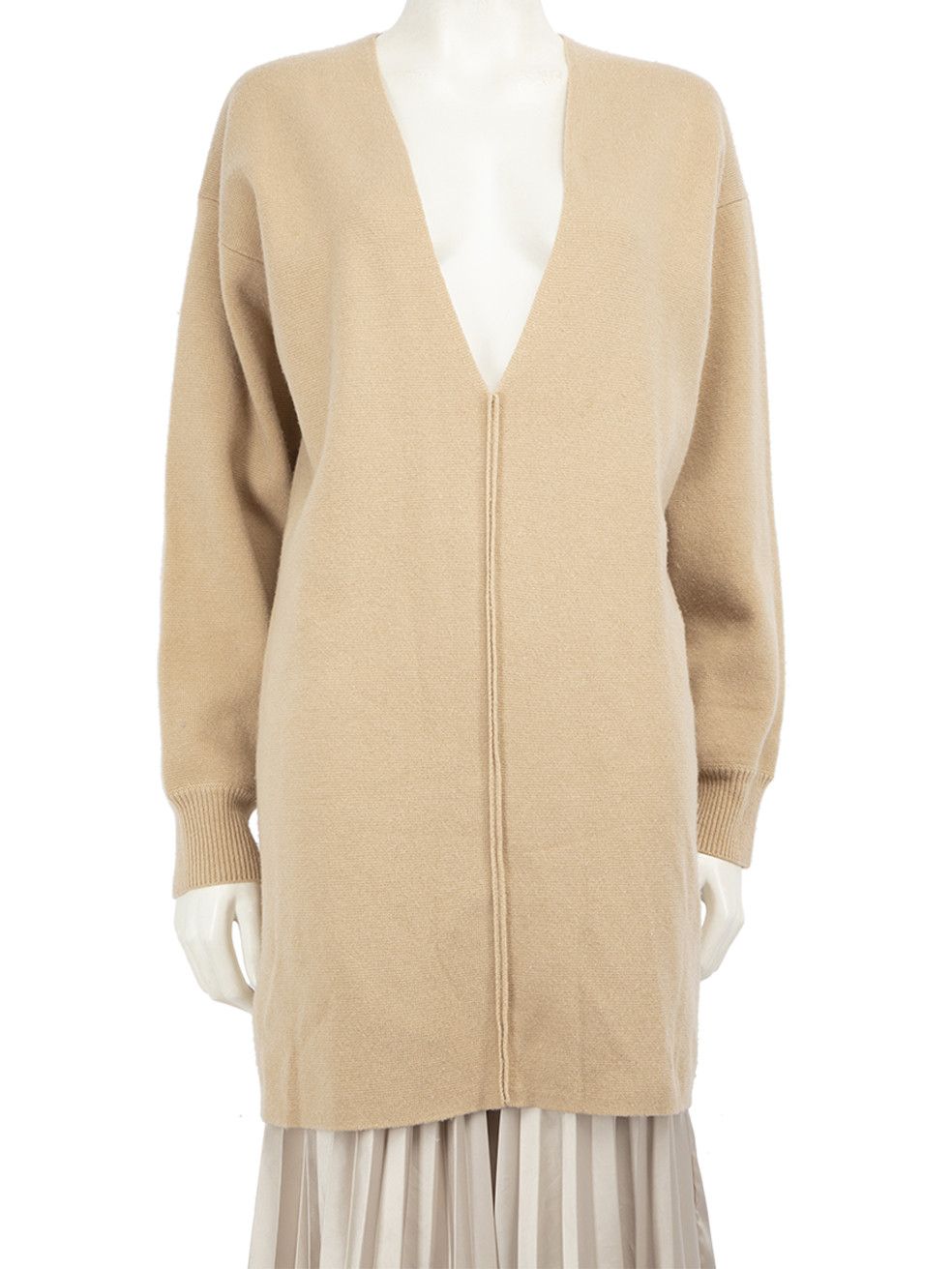Chloe Beige Cashmere V-neck Long Sleeved Jumper Size XL / US 12-14 / IT 48-50 - 1 Thumbnail