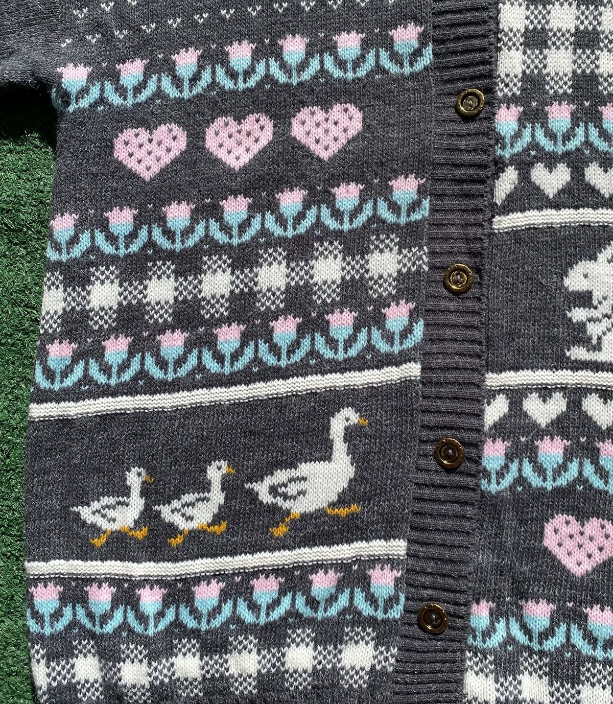 Vintage Vintage 80’s Needles Up Duck Rabbits Hearts Cardigan Sweater Size XL / US 12-14 / IT 48-50 - 5 Thumbnail