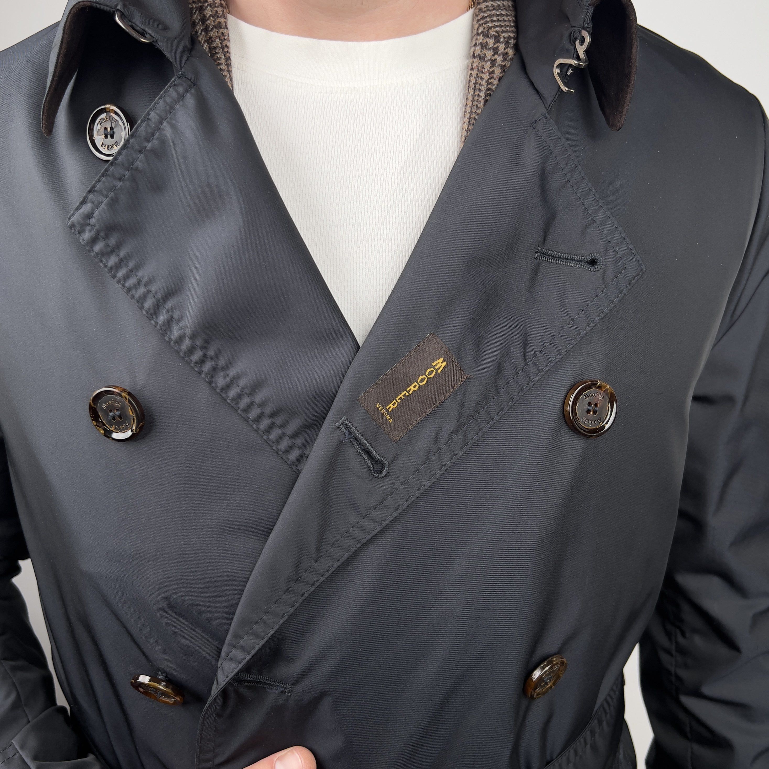 MooRER Authentic Melfi Acqua Double Breasted Trench Coat Belted Size US M / EU 48-50 / 2 - 10 Thumbnail