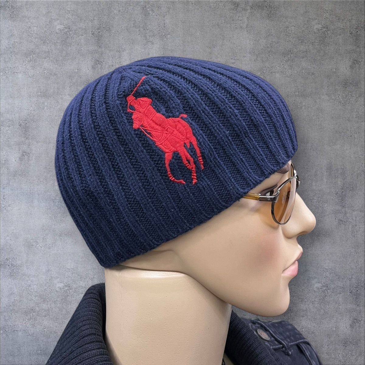 Polo Ralph Lauren 🔥Vintage 90’s Polo Ralph Lauren Big Red Pony Navy Beanie Size ONE SIZE - 3 Thumbnail