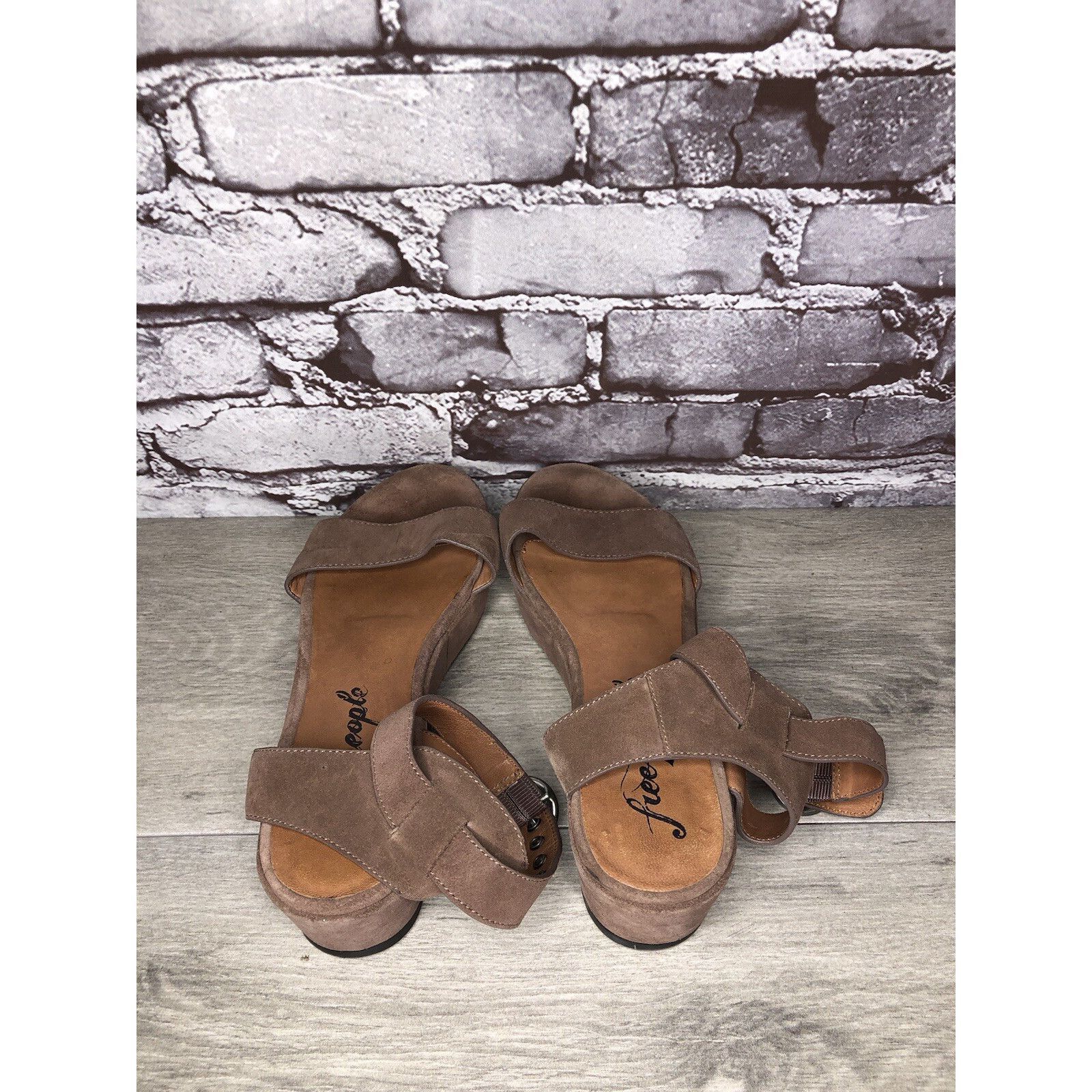 Free People Free People Plum Taupe Suede Platform Ankle Strap Sandals Wo Size US 8 / IT 38 - 5 Thumbnail