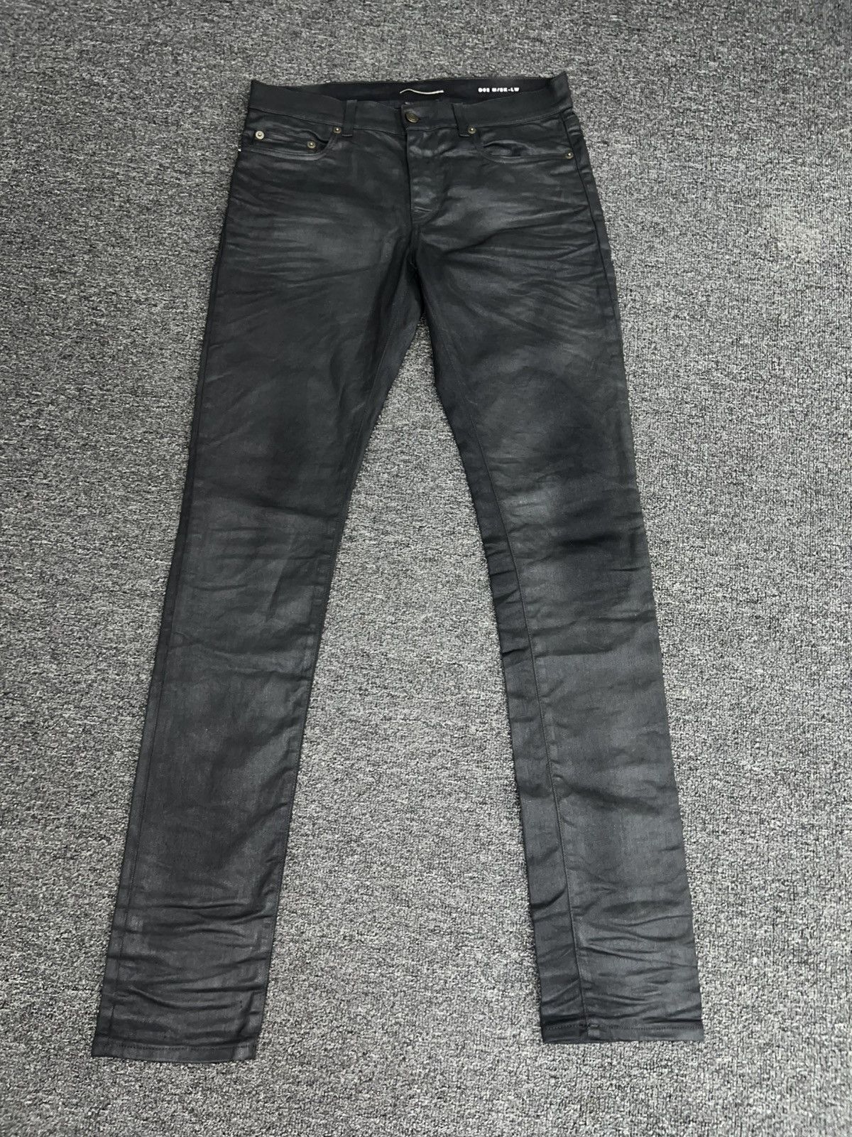 Hedi Slimane × Yves Saint Laurent Black Waxed Saint Laurent Jeans 
