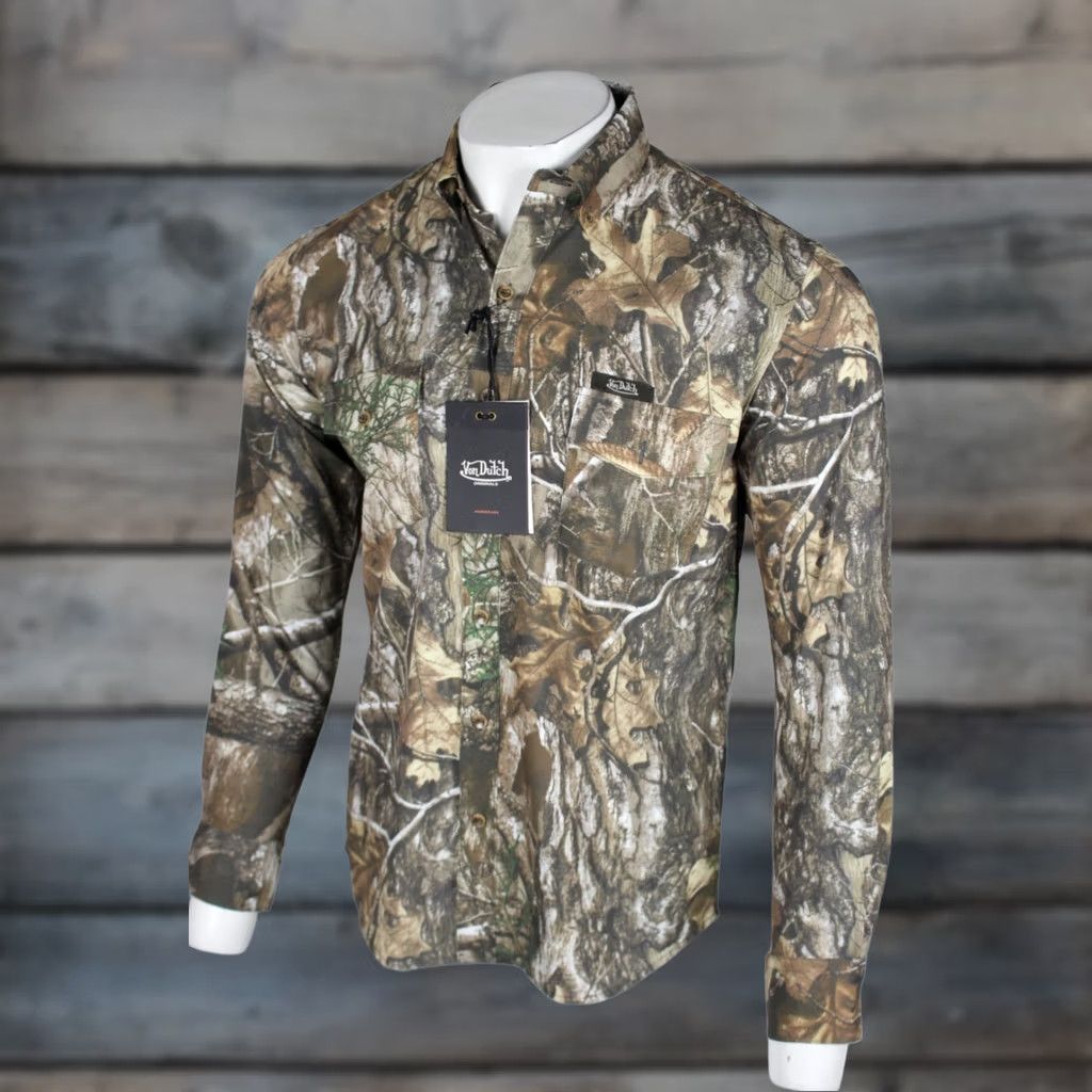 Von Dutch Von Dutch Men's Originals Button Shirt Long Sleeve M Medium Camouflage Print Size US M / EU 48-50 / 2 - 1 Thumbnail