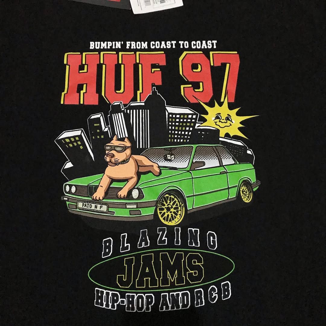 Huf × Hysteric Glamour Huf Skate Oversized Black Tee BLAZING JAMS S/S TEE SIZE L Ra Size US L / EU 52-54 / 3 - 13 Thumbnail