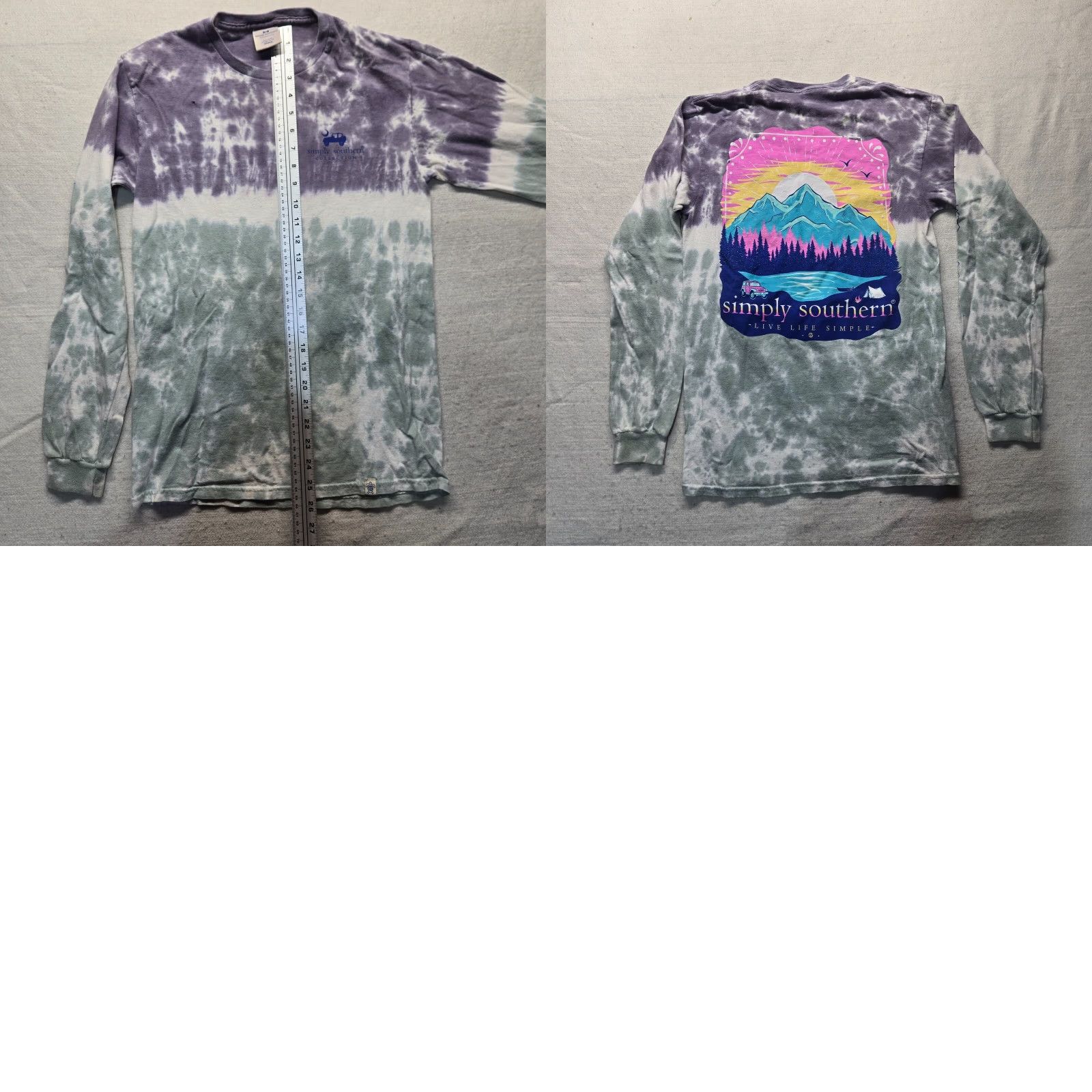 Vintage Simply Southern Keep Life Simple Gray Tie Dye Long Sleeve Shirt Women's S Small Size S / US 4 / IT 40 - 8 Thumbnail