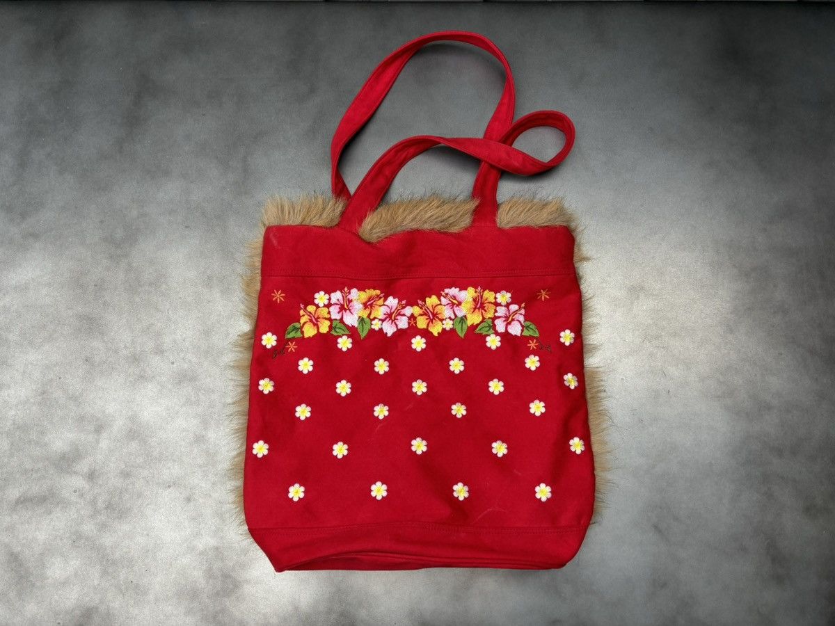 Vintage Y2K Vintage Tote Bag MicroSuede Shearling Faux Fur Embroider Size ONE SIZE - 8 Thumbnail