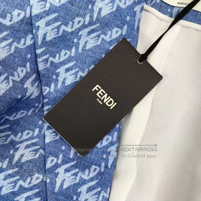 Fendi Fendi Cotton Full-Print Letter Logo Denim Blazer Size XS / US 0-2 / IT 36-38 - 5 Thumbnail