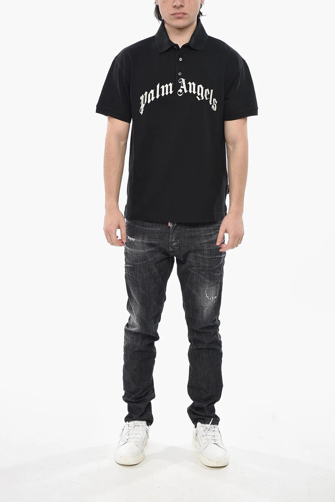 Palm Angels og1mm0226 Cotton Piqué Polo Shirt in Black Size US XXL / EU 58 / 5 - 4 Thumbnail