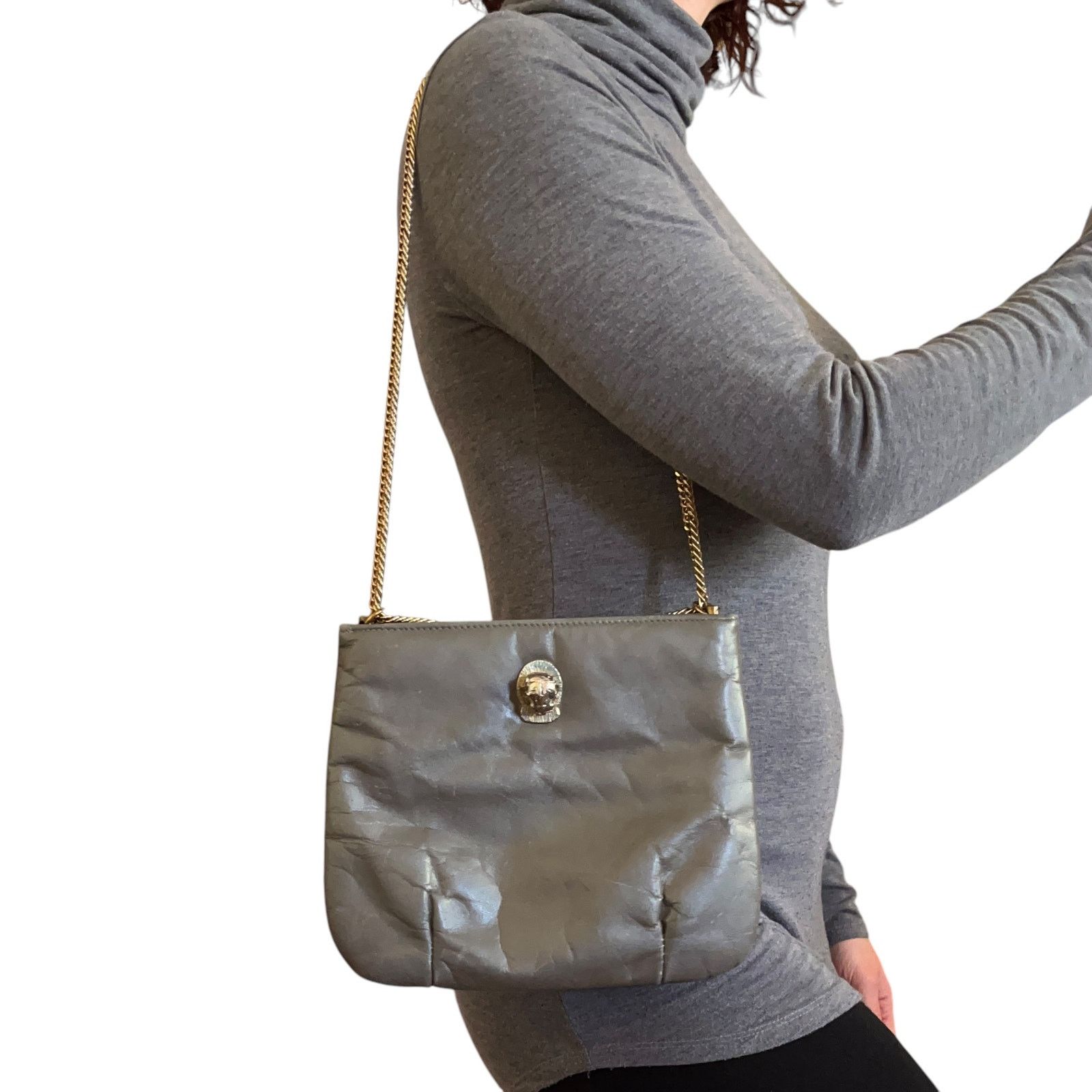Vintage Ruth Saltz Vintage Cougar Bag Gray Leather Handbag Purse Size ONE SIZE - 9 Thumbnail