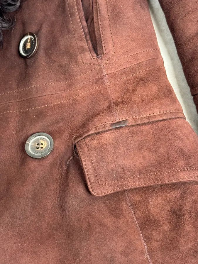 Gucci 2000s Gucci Brown Shearling Leather Buttoned Jacket Size S / US 4 / IT 40 - 11 Thumbnail