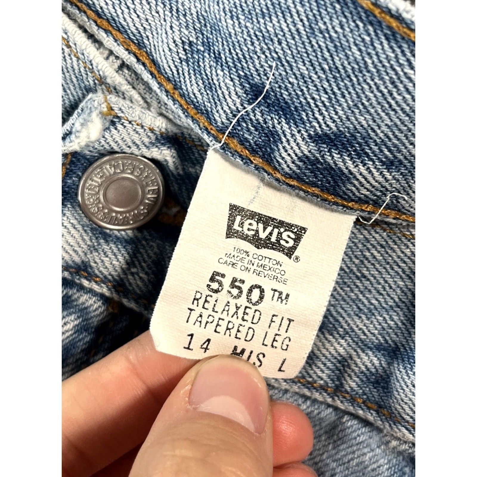 Levi's VINTAGE Levi’s 550 Jeans Mens 32x31 Relaxed Fit Gray Ivory Denim 90s Wide-Leg Y2K Skater Mens Size US 32 / EU 48 - 6 Thumbnail