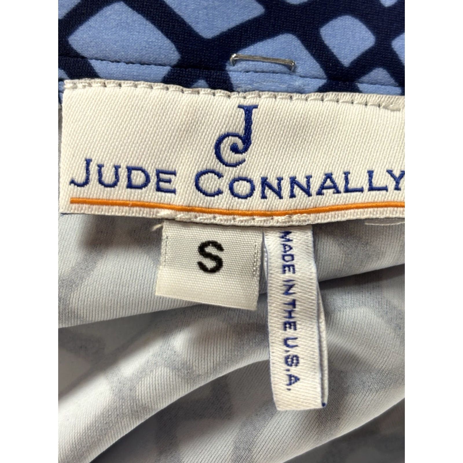 Vintage Jude Connally Blue Geometric Shift Dress Small Womens U-Neck Ruffle Sleeve Casual Size S / US 4 / IT 40 - 7 Thumbnail