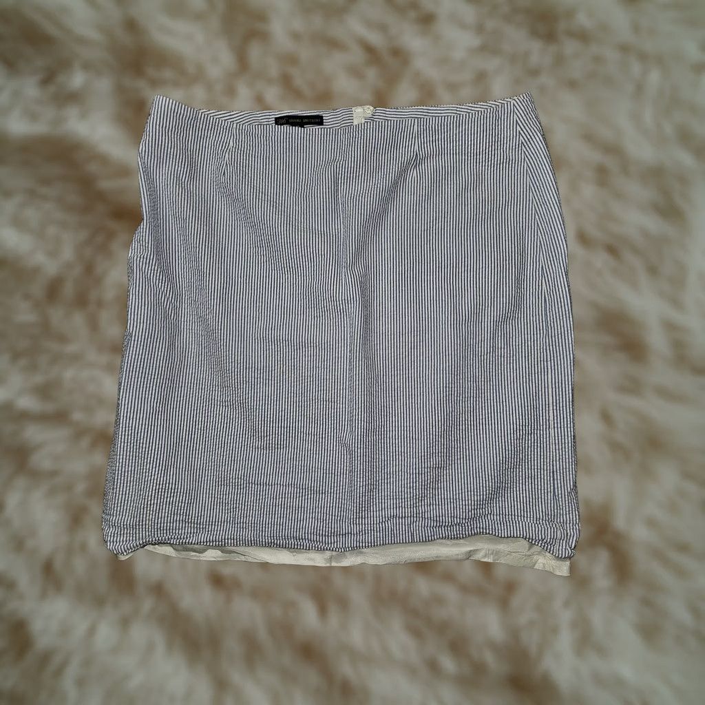 Brooks Brothers Brooks Brothers Skirt Womens 16 Blue Striped Knee Length Lined Pencil Seersucker Size 38" / US 16 / IT 52 - 1 Thumbnail