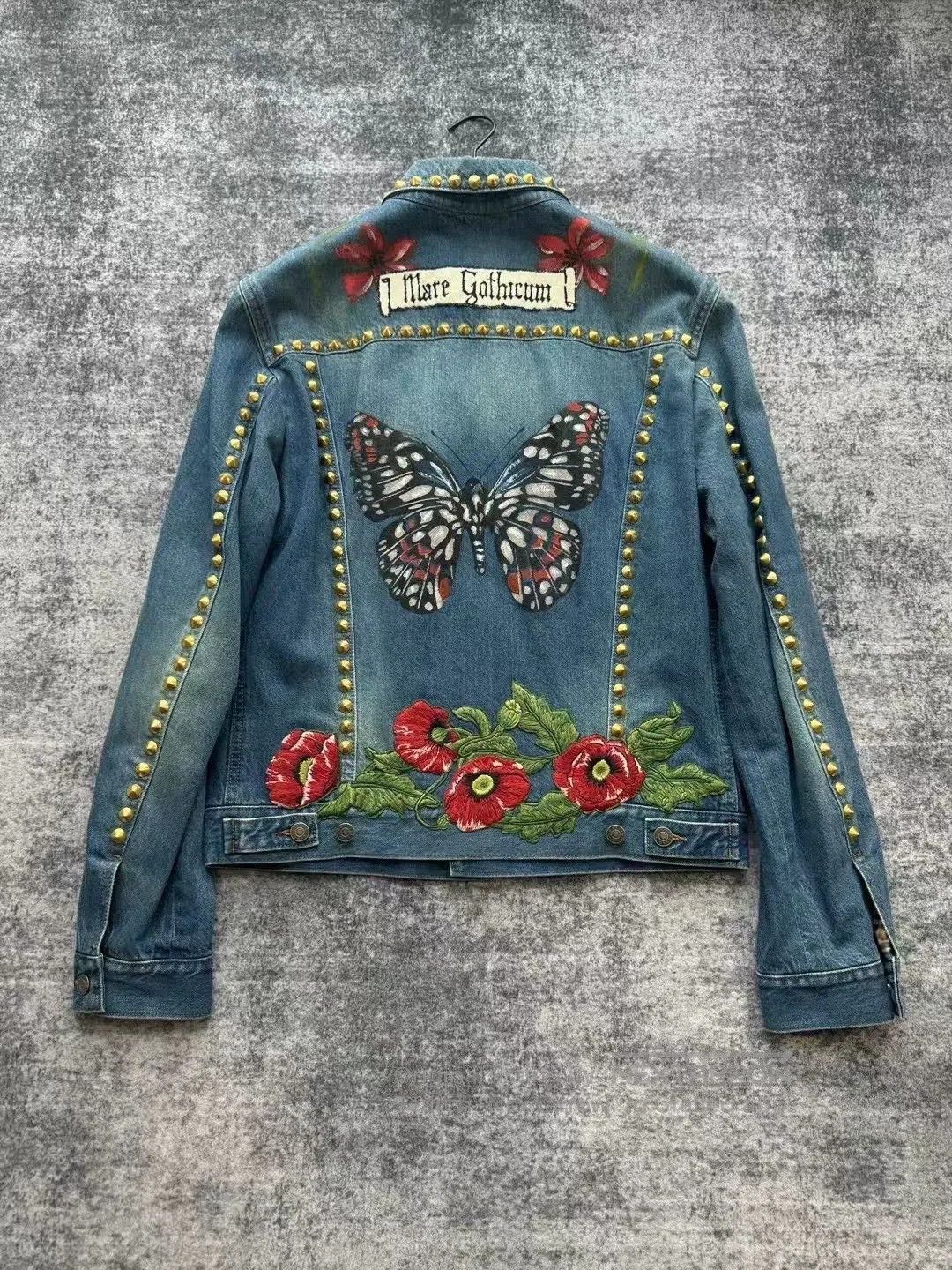 Gucci gucci embroidered denim jacket with studs. Size XL / US 12-14 / IT 48-50 - 2 Thumbnail