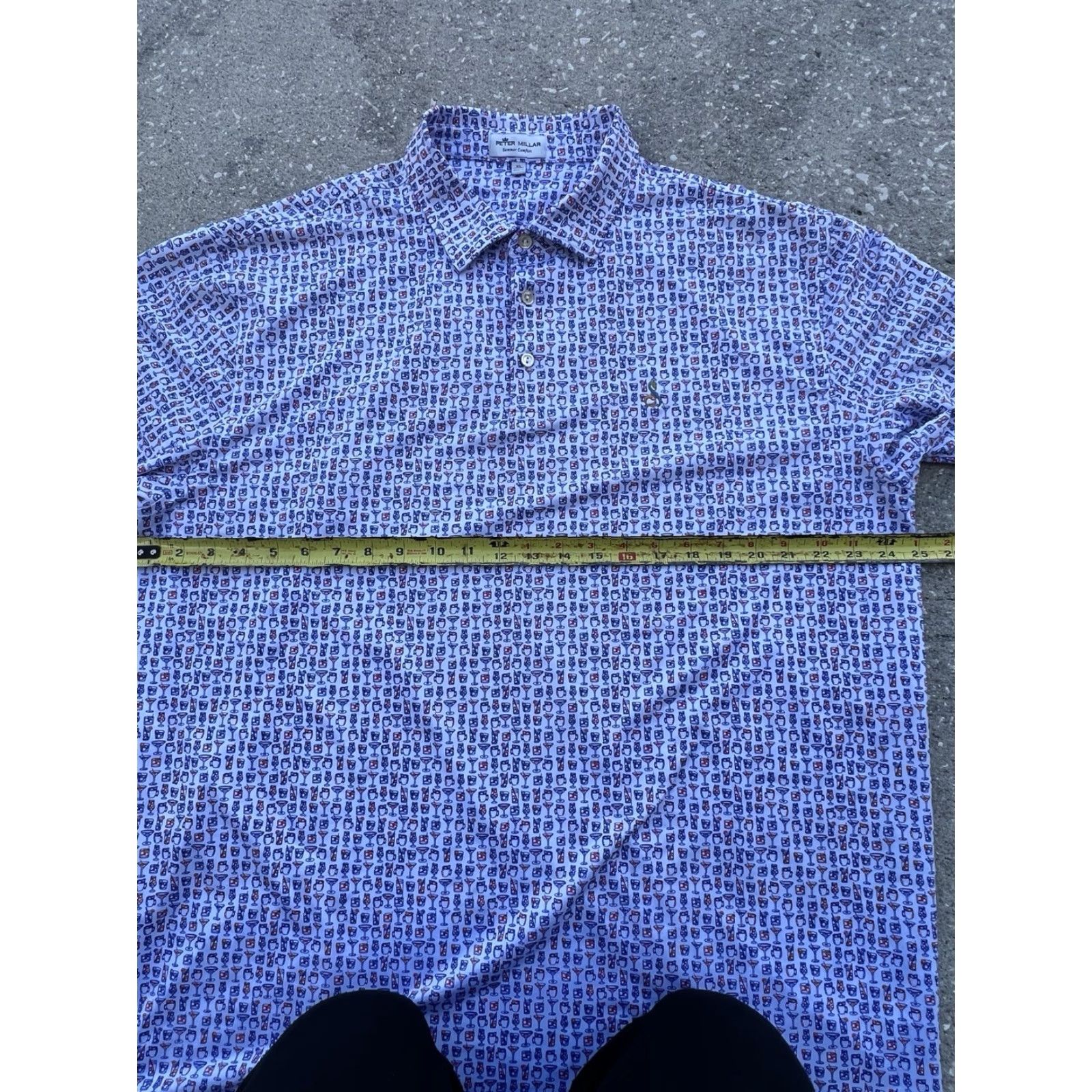 Peter Millar Peter Millar Summer Comfort Polo Shirt Mens L Blue Graphic Print Short Sleeve Button Collared Relaxed Fit Size US XL / EU 56 / 4 - 6 Thumbnail