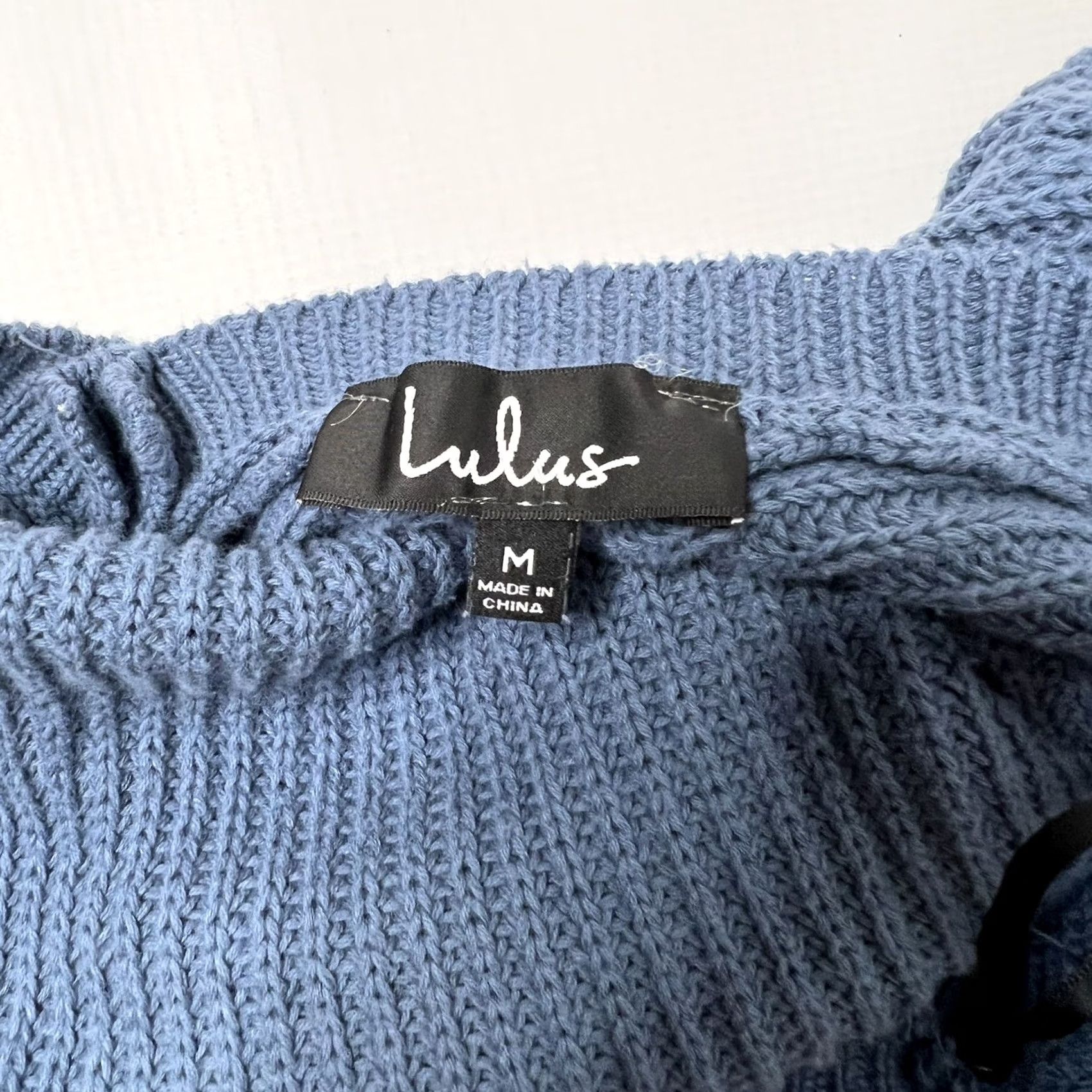 Lulus Lulu's Just For You Backless Knit Pullover Sweater V Back Blue Oversize Size M Womens Pullover Knit Size M / US 6-8 / IT 42-44 - 6 Thumbnail