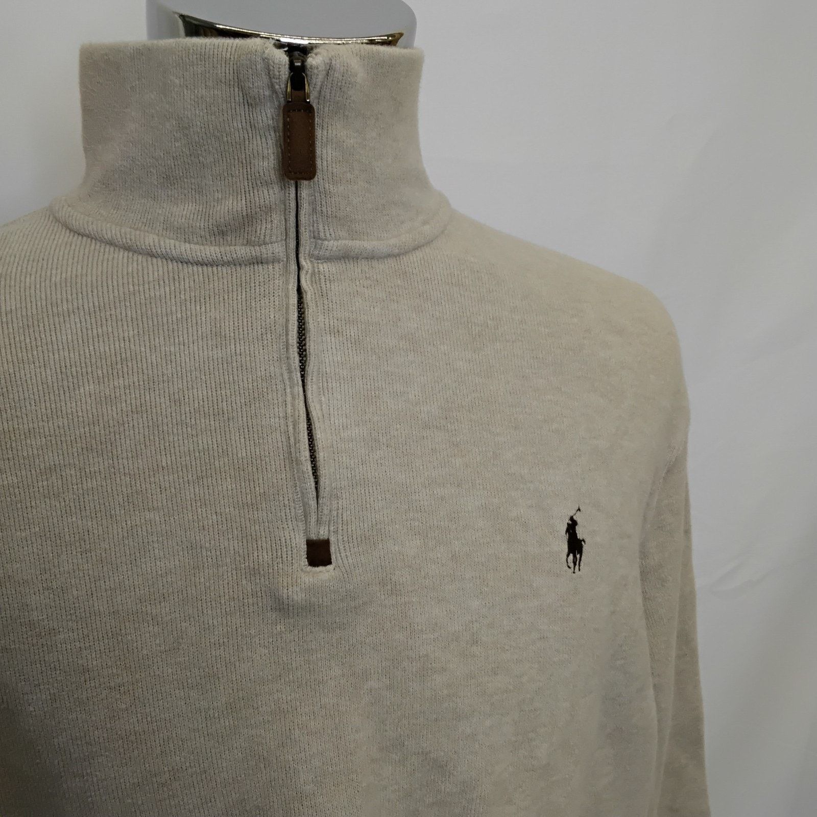 Polo Ralph Lauren Polo Ralph Lauren 1/4 Zip Sweater Men's XL Beige Vintage Size US XL / EU 56 / 4 - 4 Thumbnail