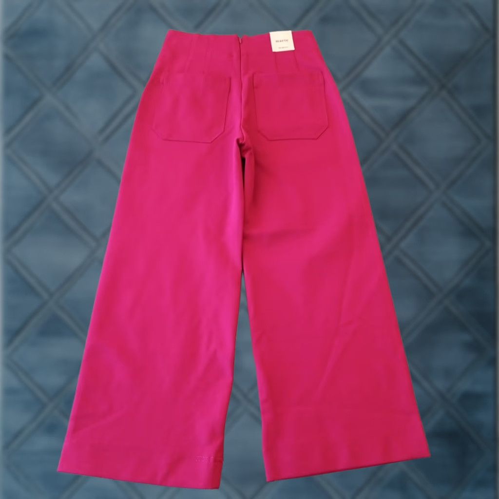 Anthropologie Anthropologie Maeve The Colette Cropped Pants Womens 23P Pink Wide-Leg New Size 40" / US 18 - 1 Thumbnail