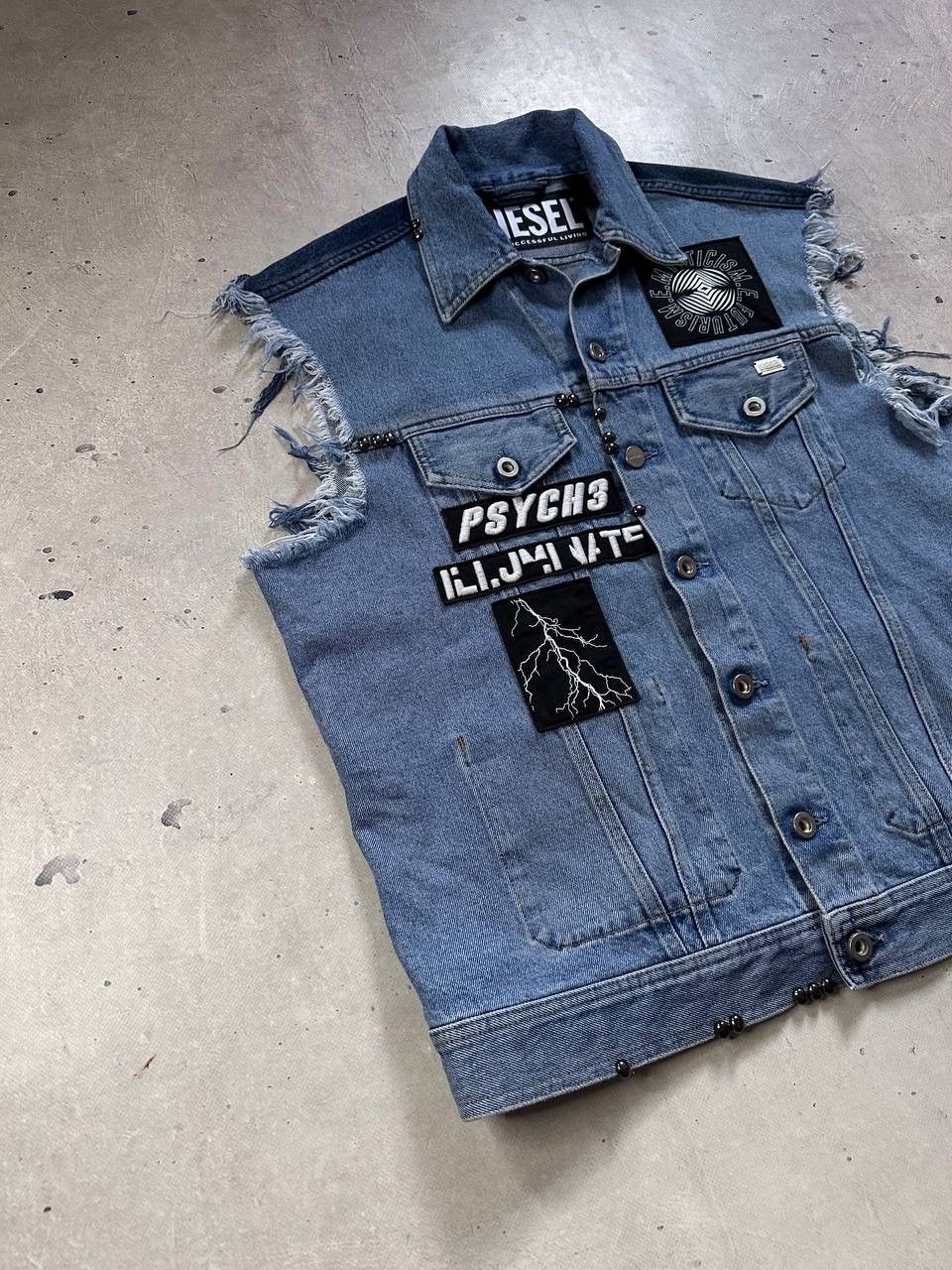 Diesel Diesel Denim Vest Punk Grunge Distressed Sleeveless Jacket Size US L / EU 52-54 / 3 - 2 Thumbnail