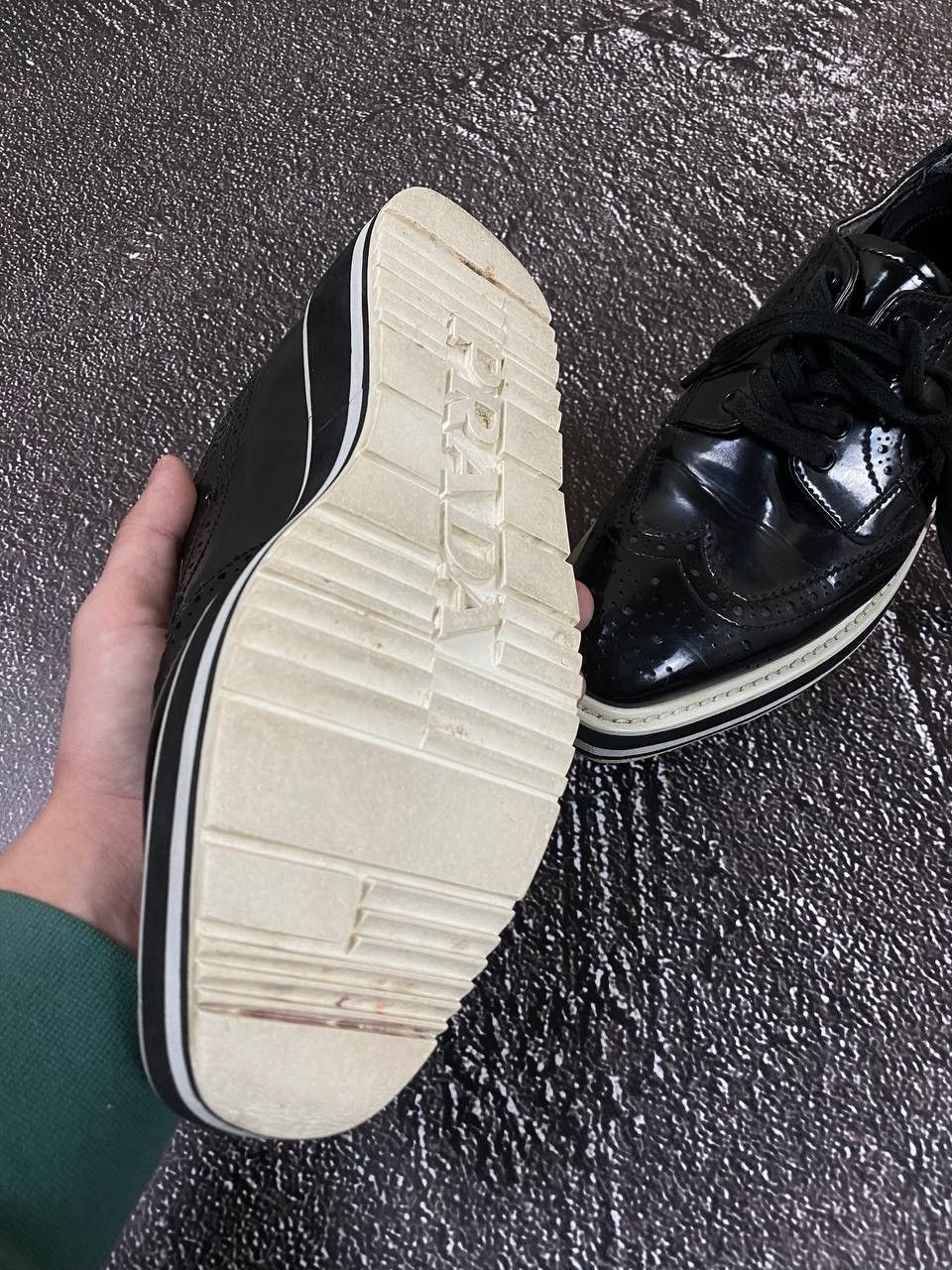 Prada × Vintage Vintage Prada Brogue Patent Leather Platform Derby Sneakers Size US 5 / EU 37 - 5 Thumbnail
