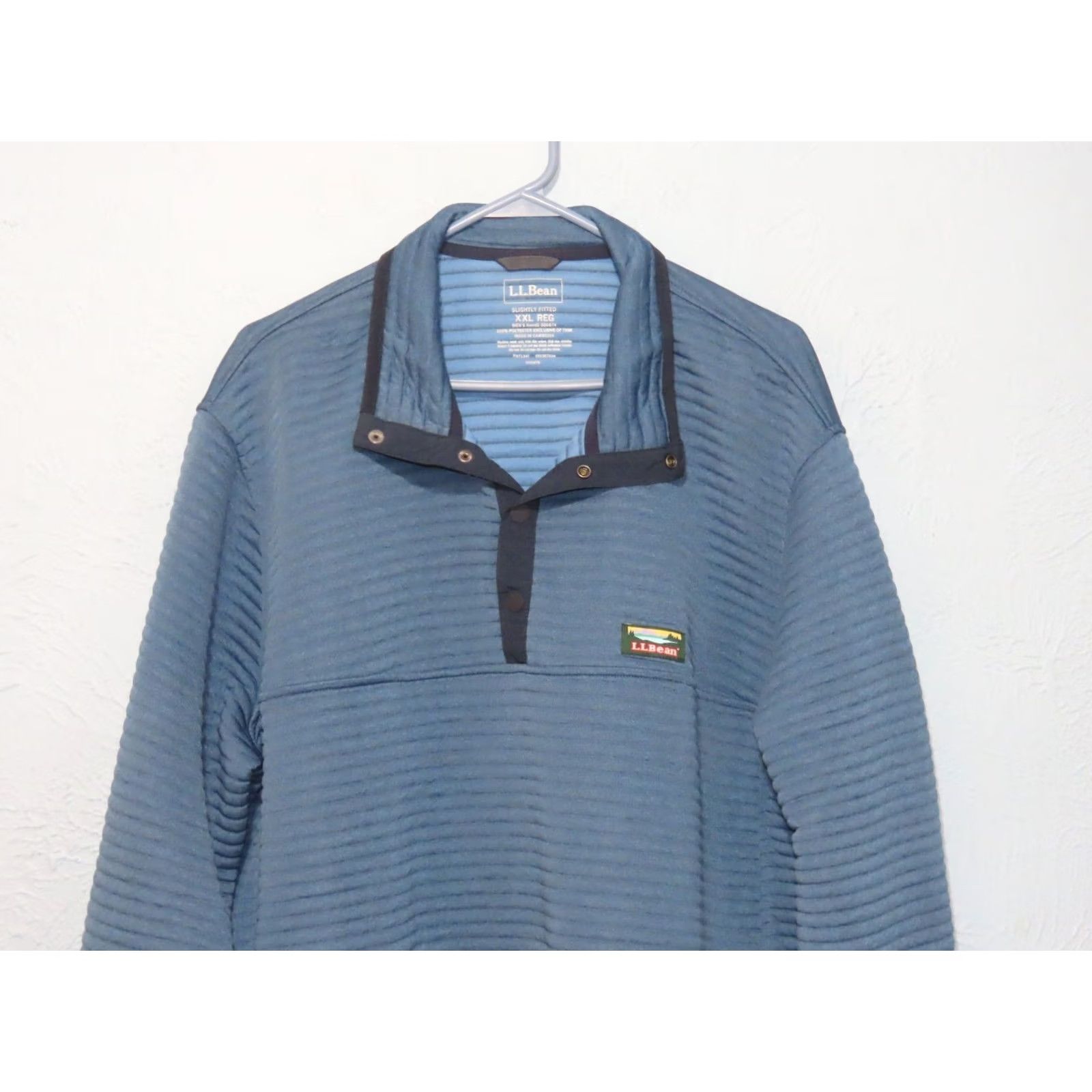Vintage LL Bean Men's 2XL Snap Pullover Sweatshirt Airlight Knit Blue Size US XXL / EU 58 / 5 - 3 Thumbnail