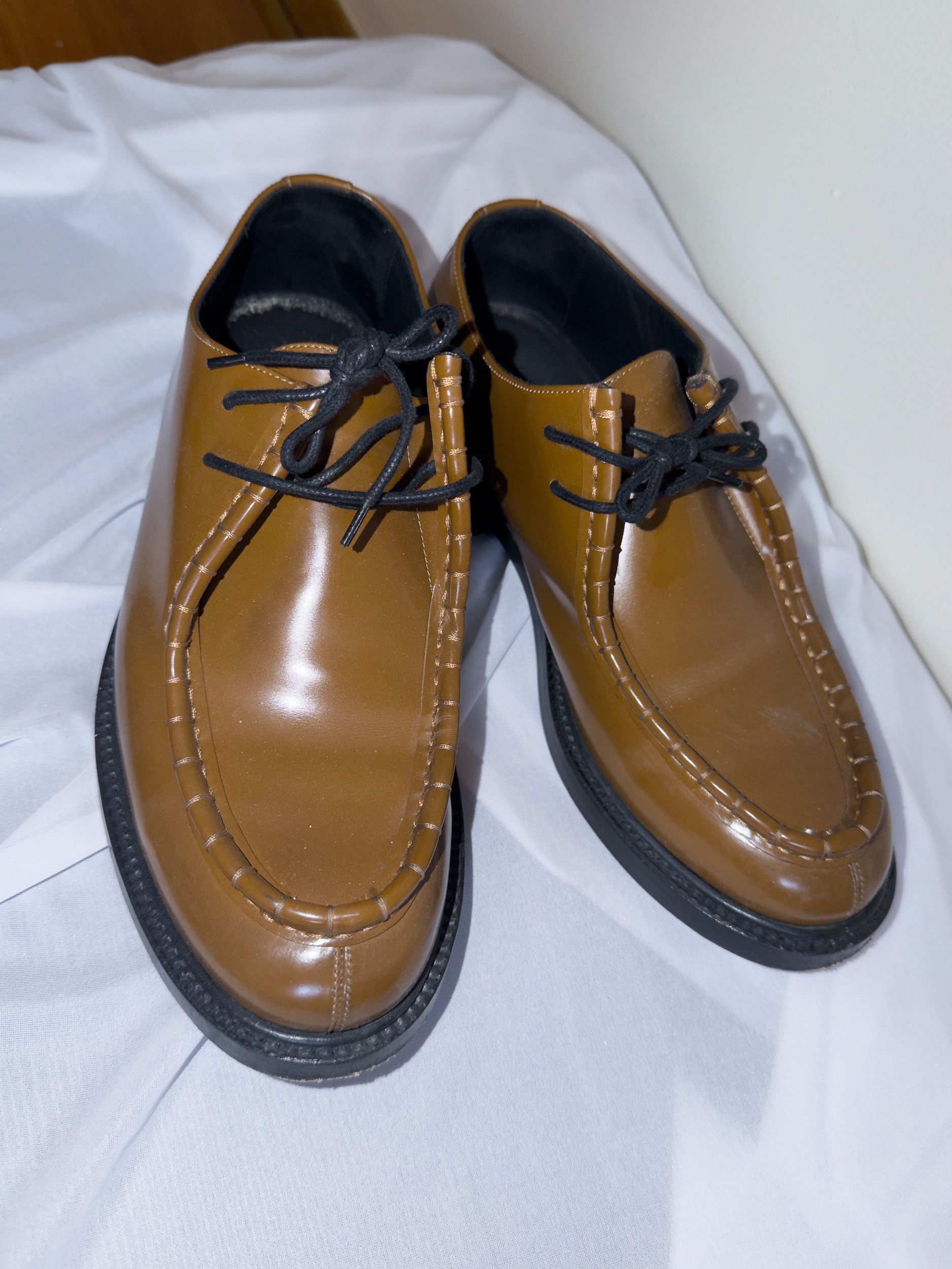 Calvin Klein 205W39NYC Tan Solid Leather Lace Up Shoes Size US 7 / EU 40 - 4 Thumbnail