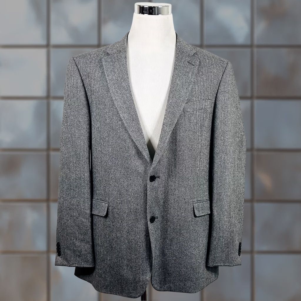Tommy Hilfiger Tommy Hilfiger Sport Coat Wool Blend Herringbone Two Button Double Vented 46L Gray Mens Regular Long Jacket Coat Size US XS / EU 42 / 0 - 1 Thumbnail