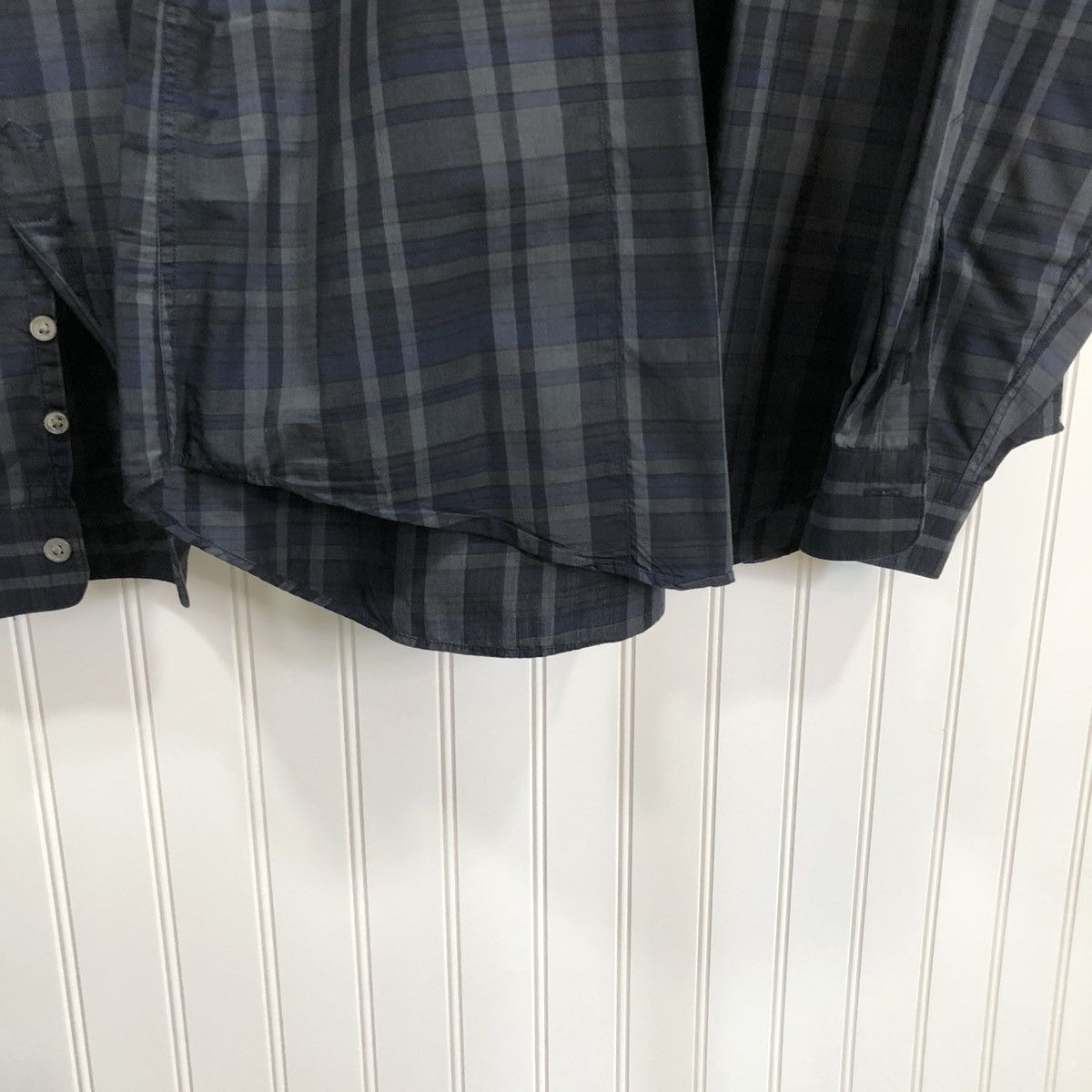 John Varvatos John Varvatos Plaid Slim Dress Shirt Grey XXL Size US XXL / EU 58 / 5 - 7 Thumbnail
