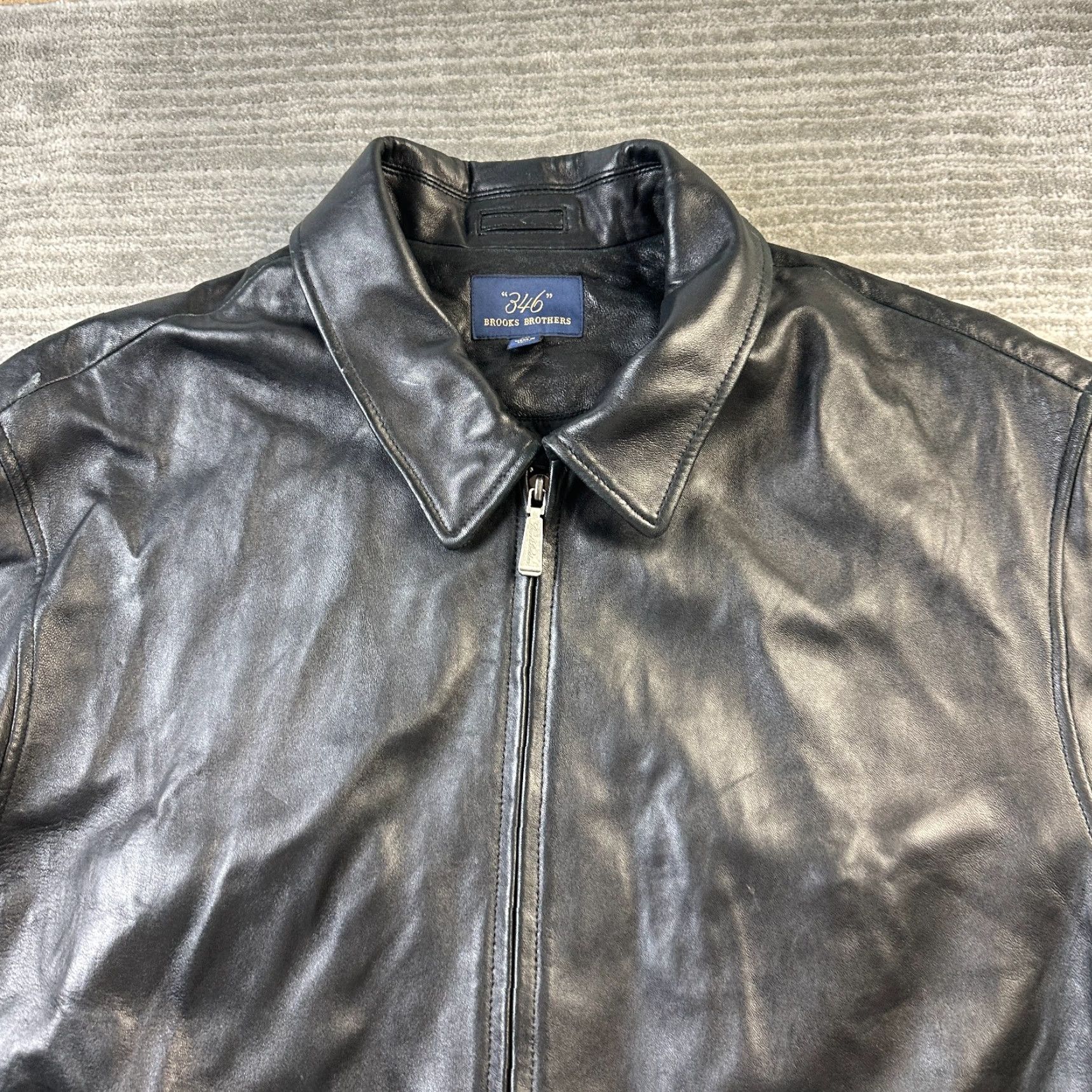 Brooks Brothers Brooks Brothers Jacket Mens 2XL Black Leather Full Zip Bomber Hoodie? Size US XXL / EU 58 / 5 - 4 Thumbnail