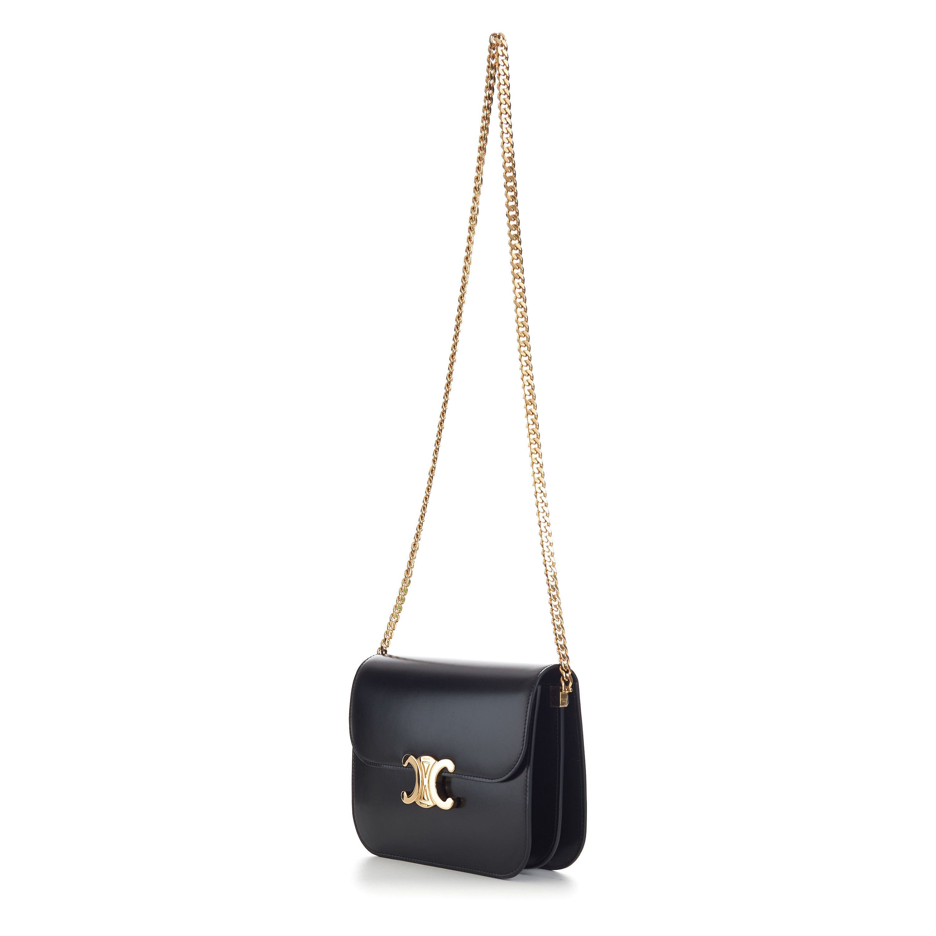 Celine Black College Triomphe Bag - Shiny Calfskin, Chain Strap Size ONE SIZE - 2 Thumbnail