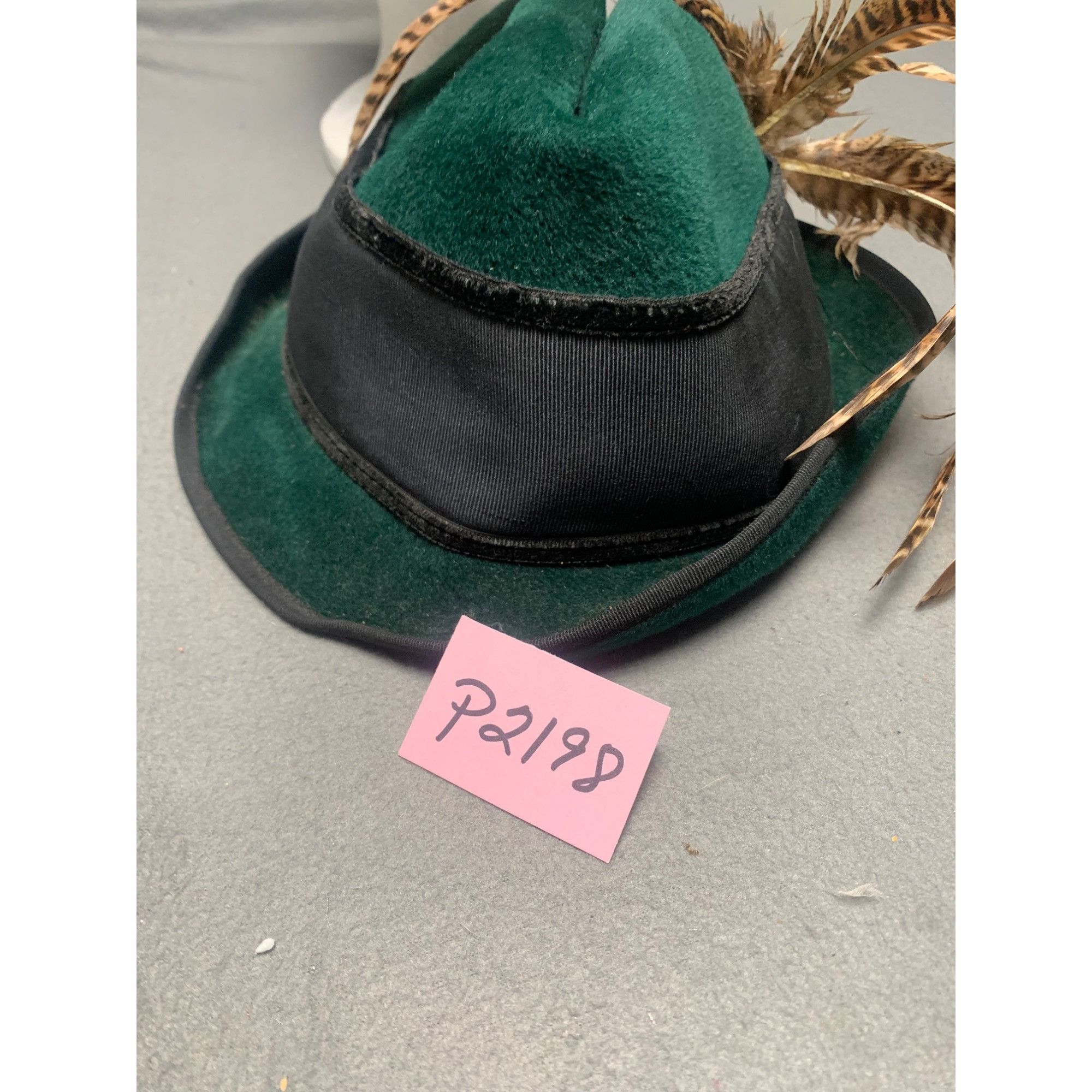 Vintage Tyrolean Green Felt Fedora Hat With Feather & Button Accents Size ONE SIZE - 12 Thumbnail