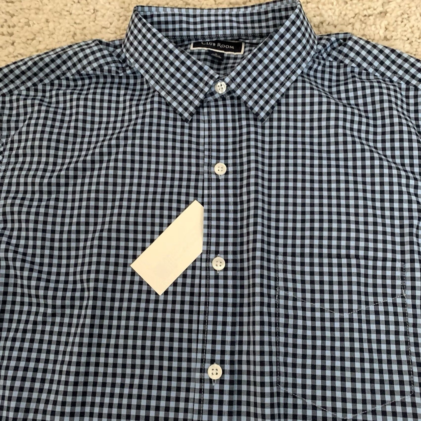 Club Room Club Room Performance Shirt Mens Large Blue Check LS Tech Woven Button Up Size US L / EU 52-54 / 3 - 7 Thumbnail