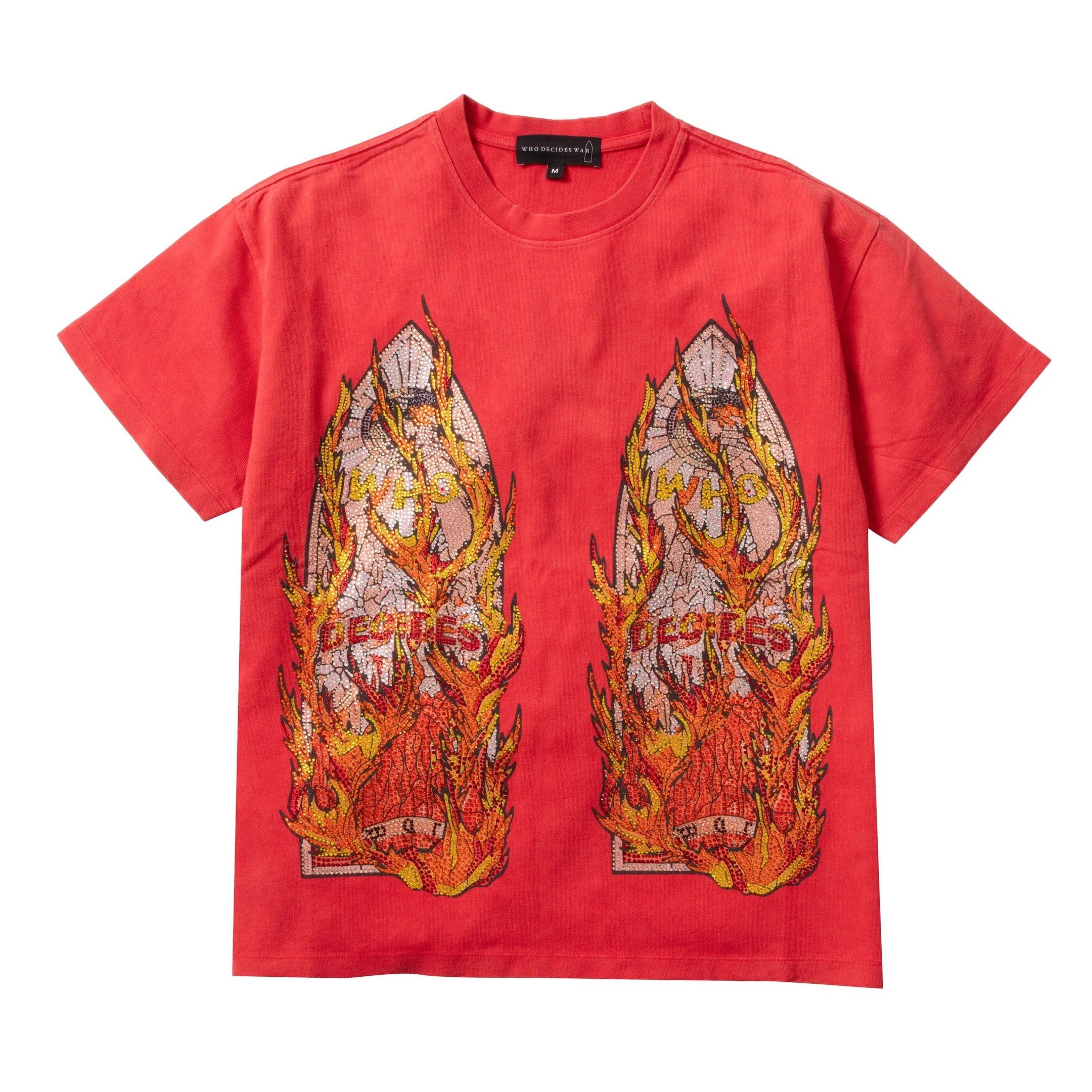 Who Decides War Rhinestone Flame Glass Jersey T-Shirt Ruby Size US M / EU 48-50 / 2 - 1 Preview