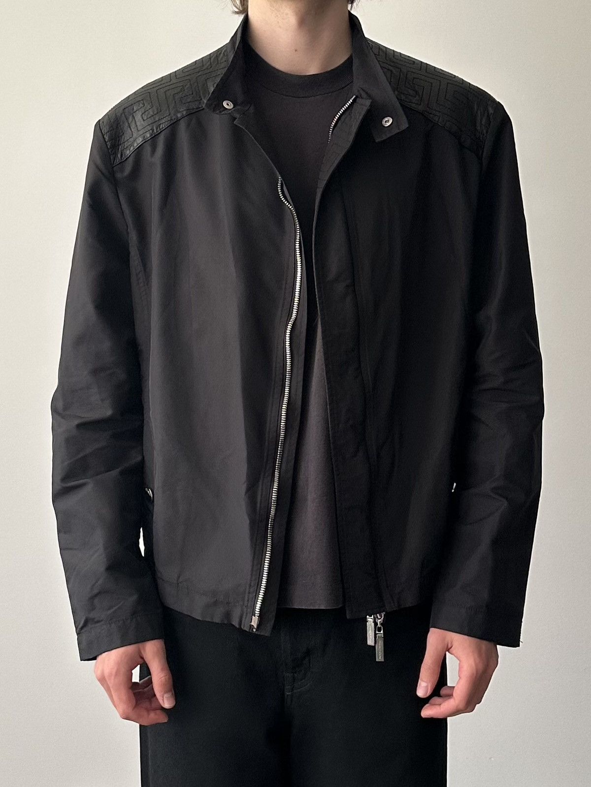 Versace Versace Mainline Nylon Leather Racer Jacket Size US L / EU 52-54 / 3 - 3 Thumbnail