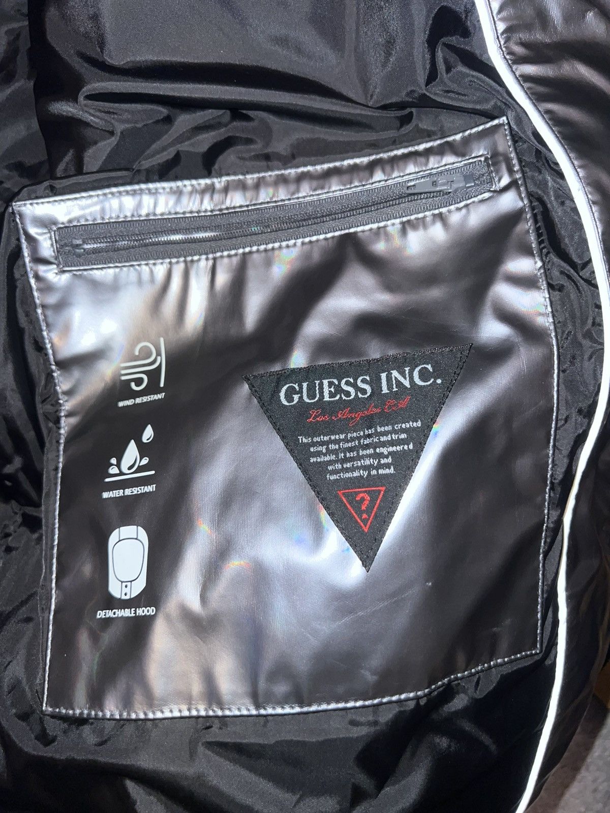 Guess GUESS Men's Holographic Hooded Puffer Jacket Graphite Gray Size US XL / EU 56 / 4 - 3 Thumbnail
