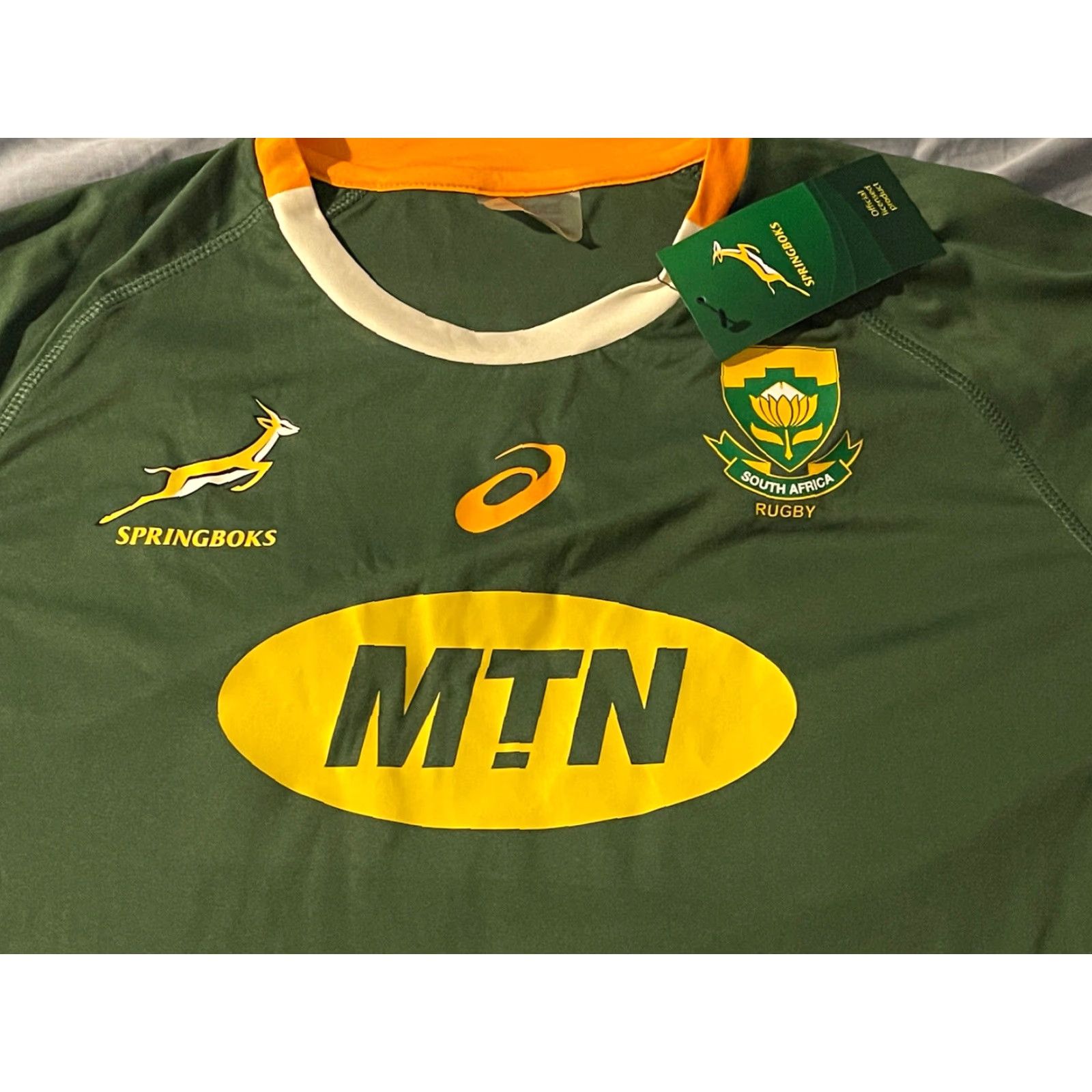 Asics ASICS South Africa Rugby SB Home Fan Tee Short Sleeve Green Mens T-Shirt XXL Size US XXL / EU 58 / 5 - 2 Thumbnail